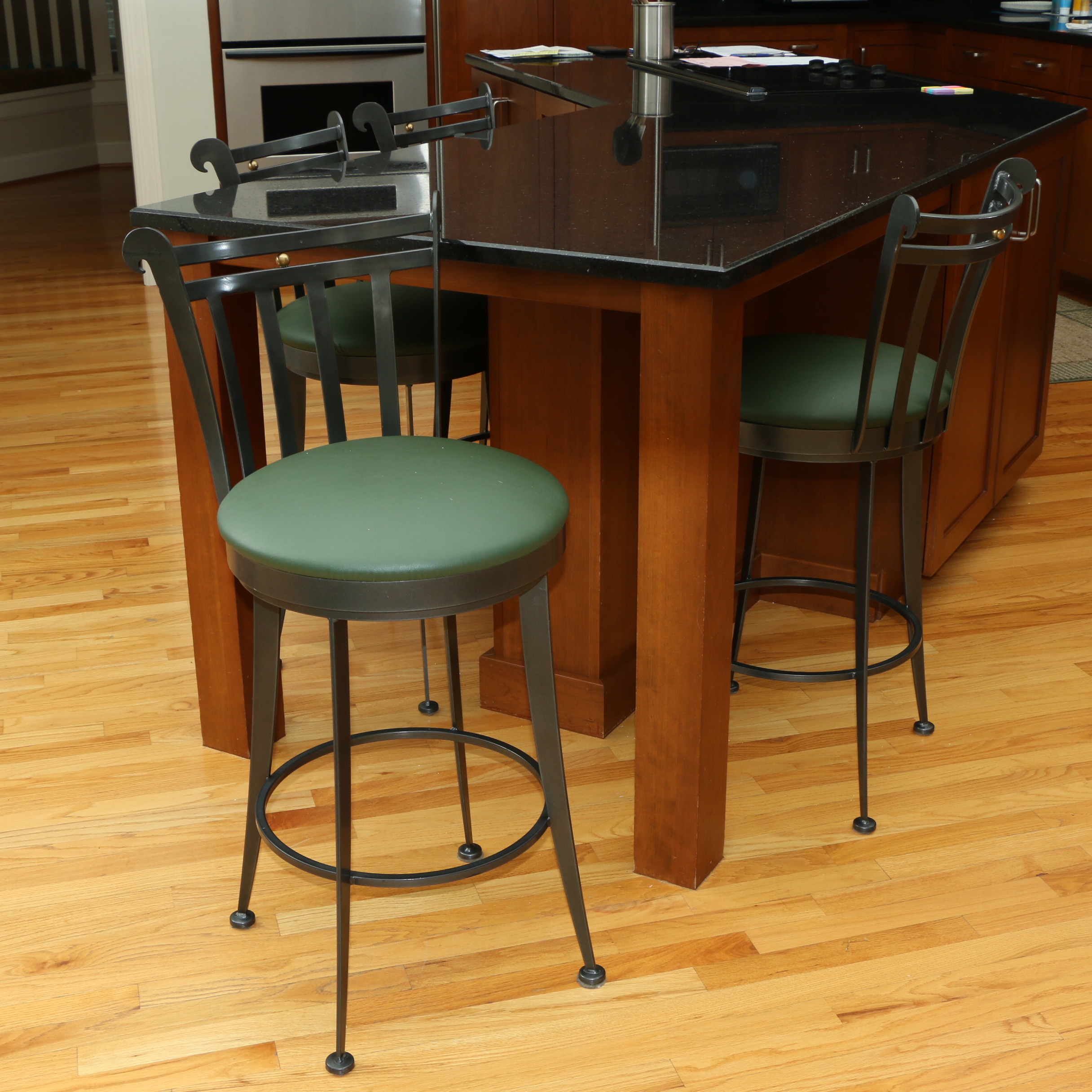 Modern Metal Leather Seat Swivel Counter Stools