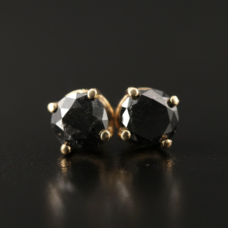 14K 1.50 CTW Black Diamond Stud Earrings