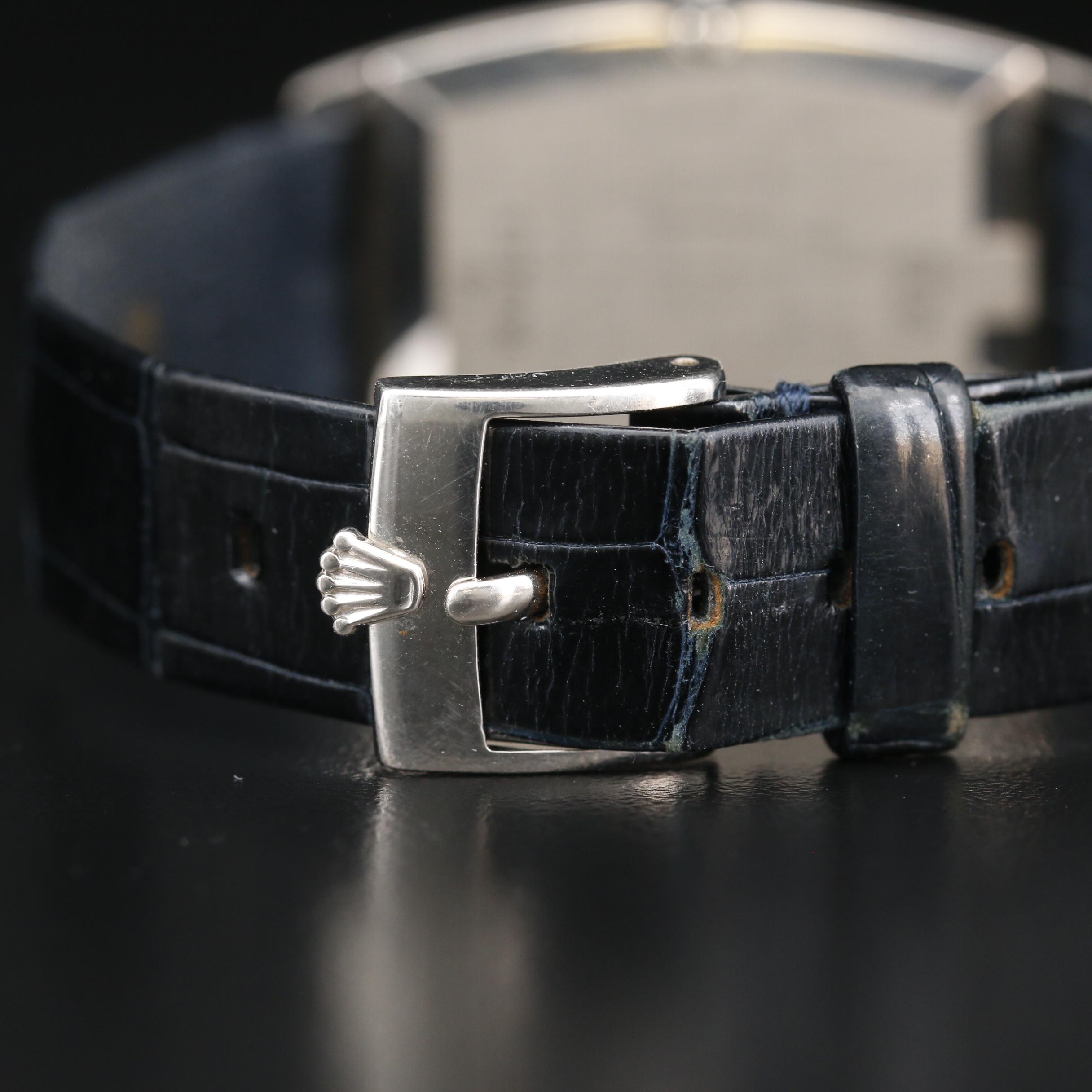 1990 Rolex Cellini 18K White Gold Stem Wind Watch