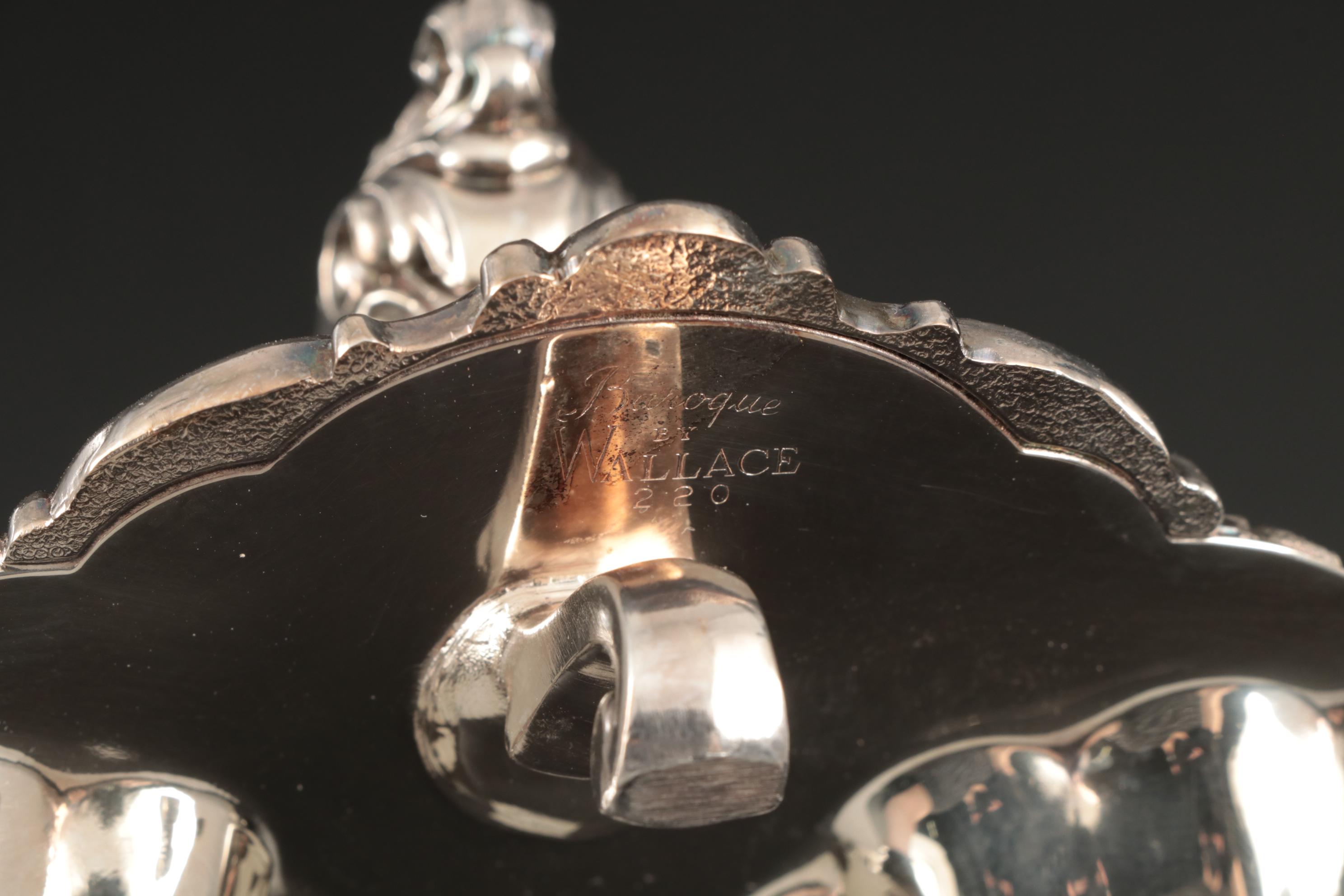 Silver Plated Serving Dishes Including Wallace "Baroque" Clamshell Tray