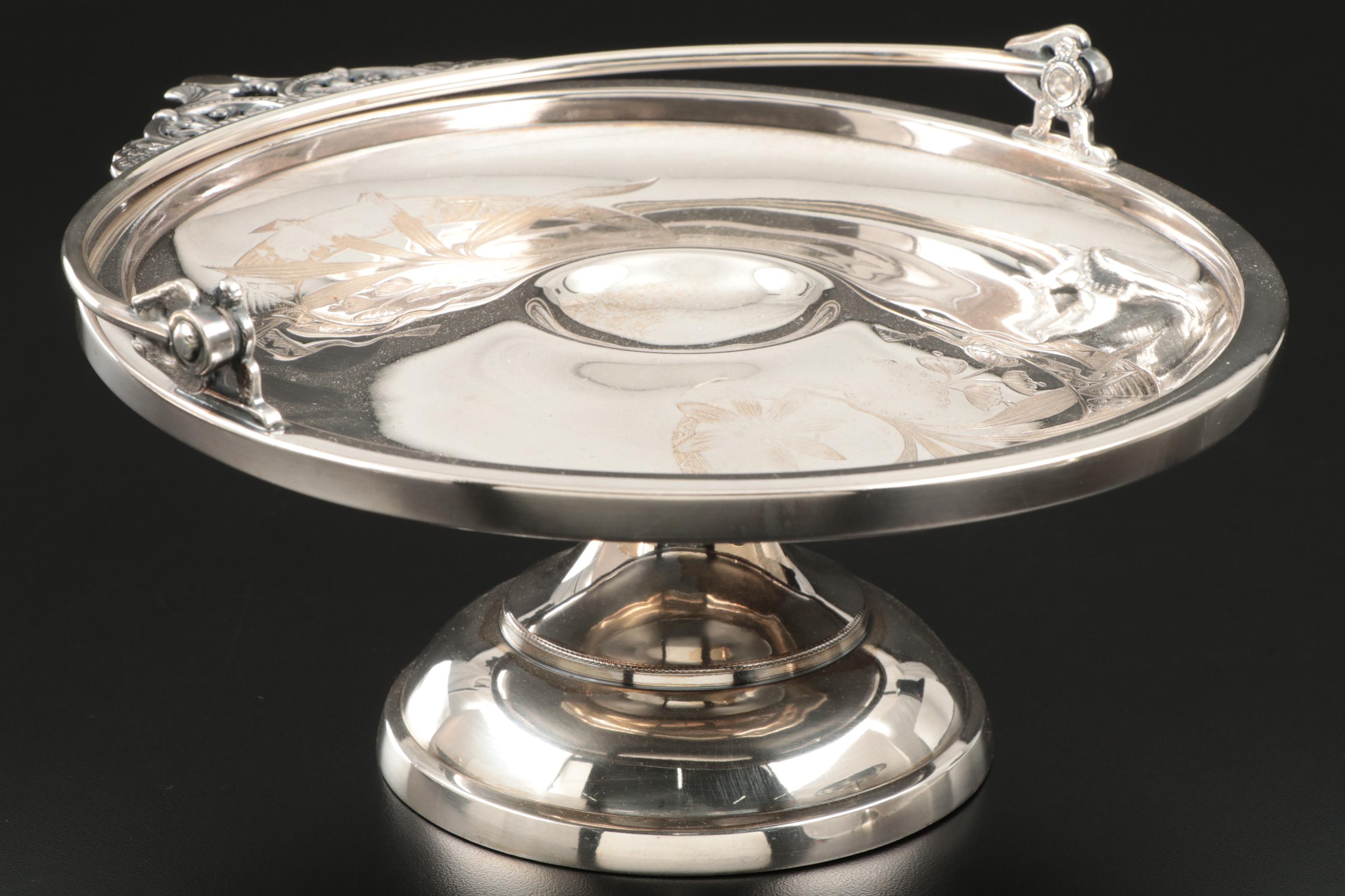 Silver Plated Serving Dishes Including Wallace "Baroque" Clamshell Tray