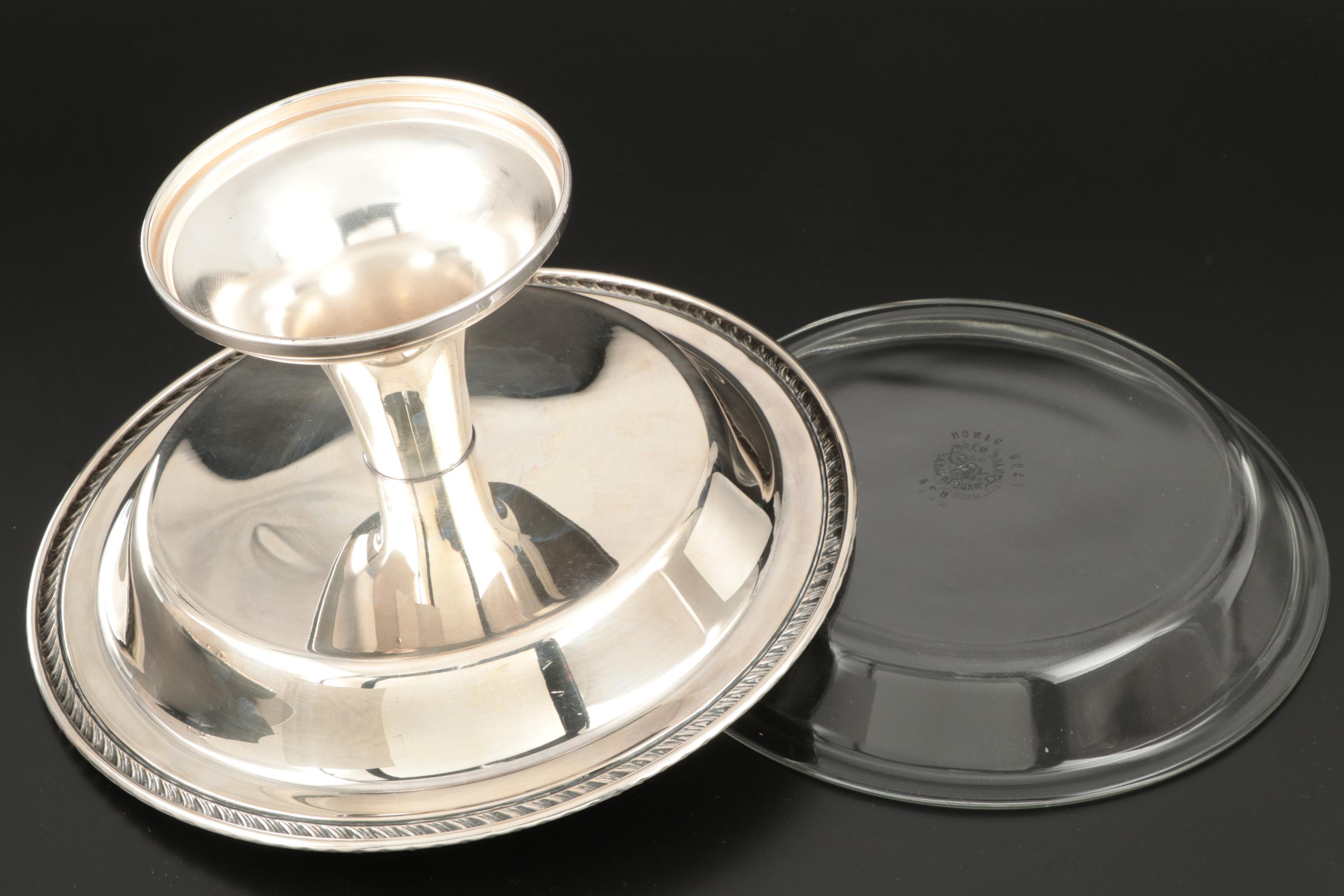 Silver Plated Serving Dishes Including Wallace "Baroque" Clamshell Tray