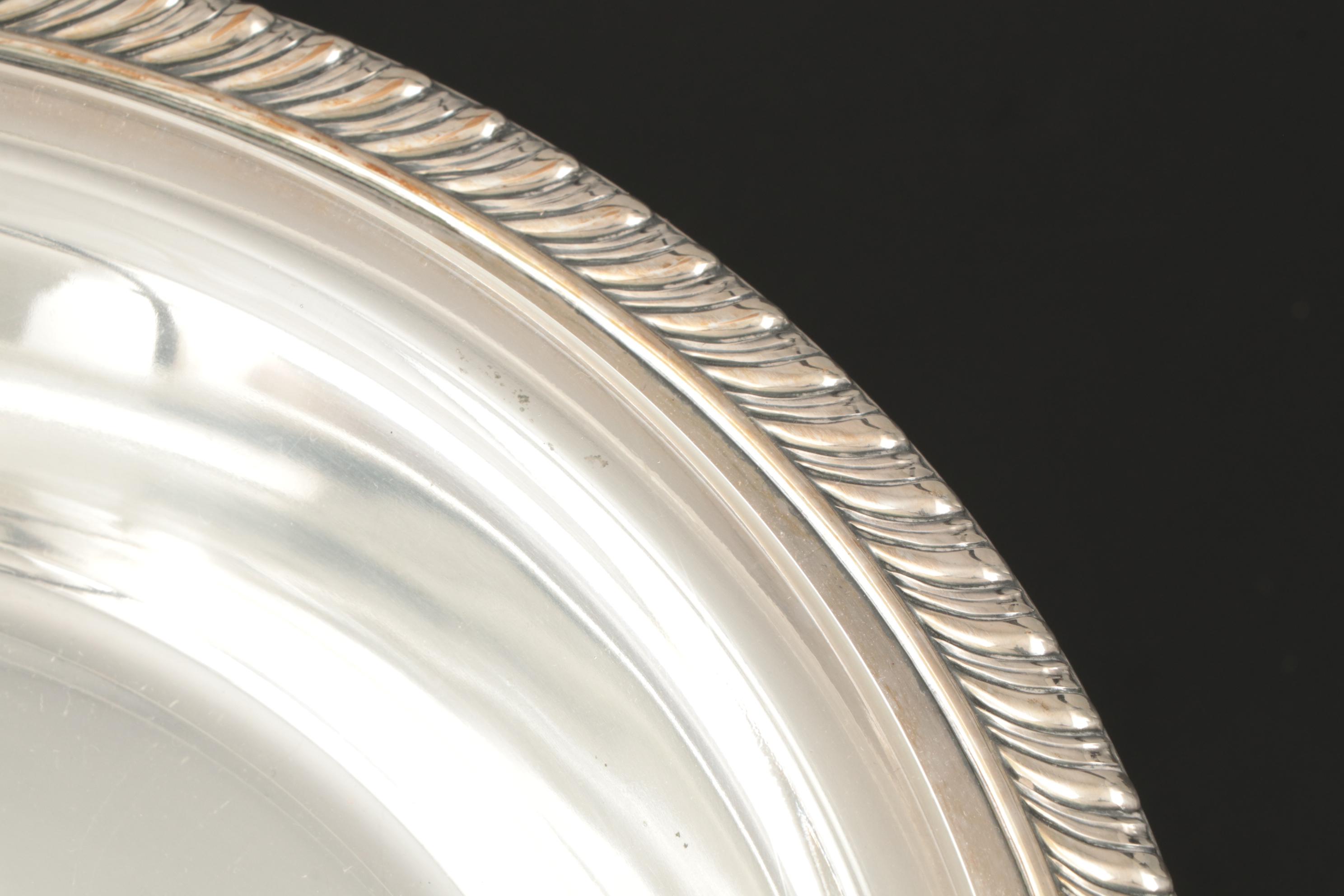 Silver Plated Serving Dishes Including Wallace "Baroque" Clamshell Tray