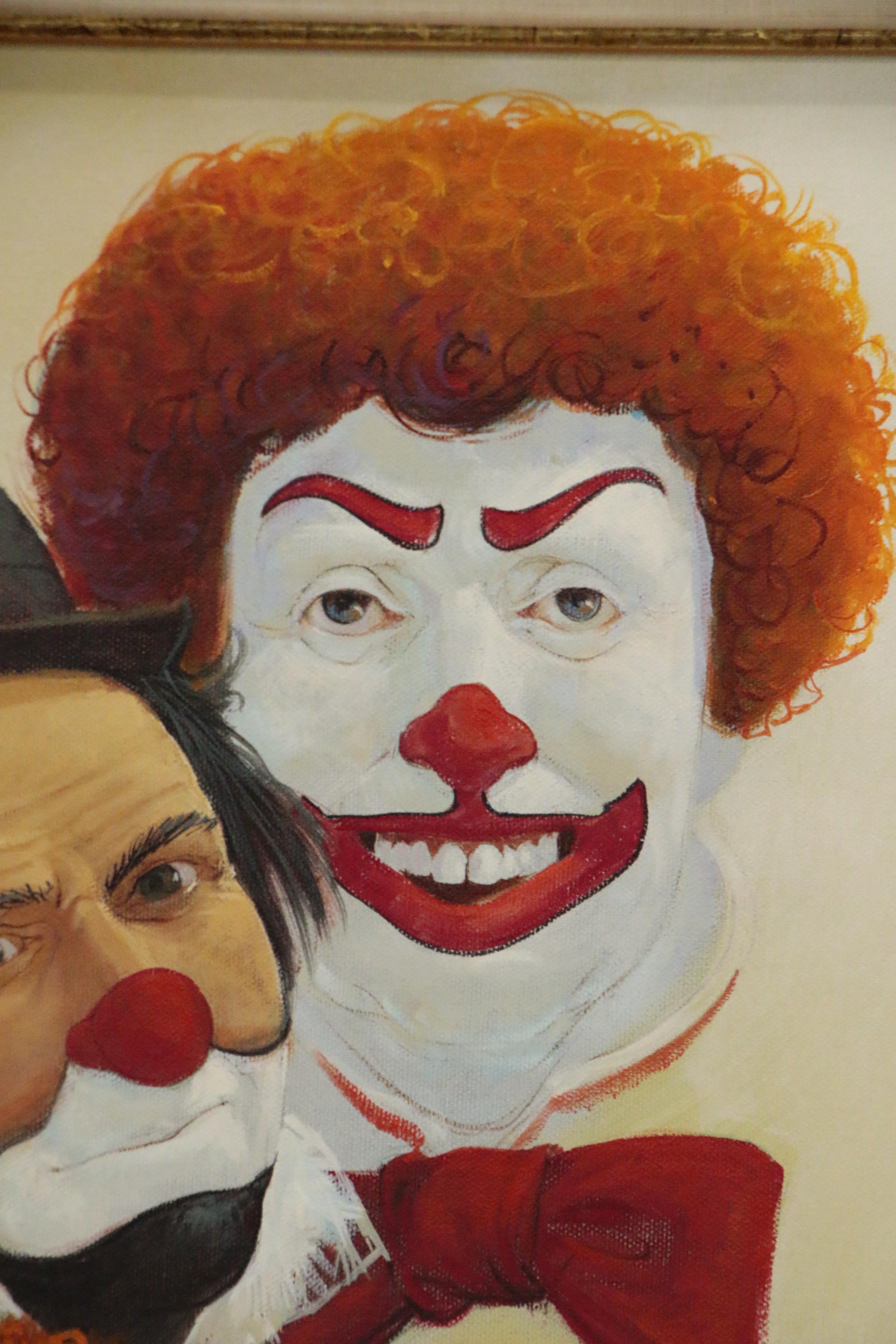 Robert Owen Oil Painting of Four Clowns, Late 20th Century