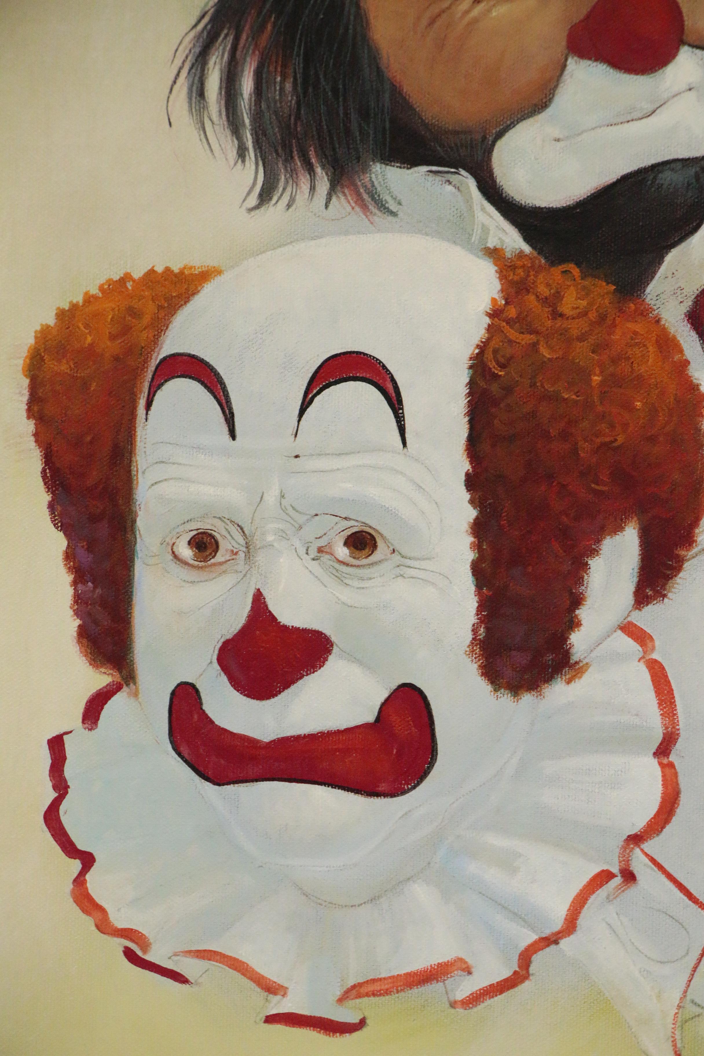 Robert Owen Oil Painting of Four Clowns, Late 20th Century