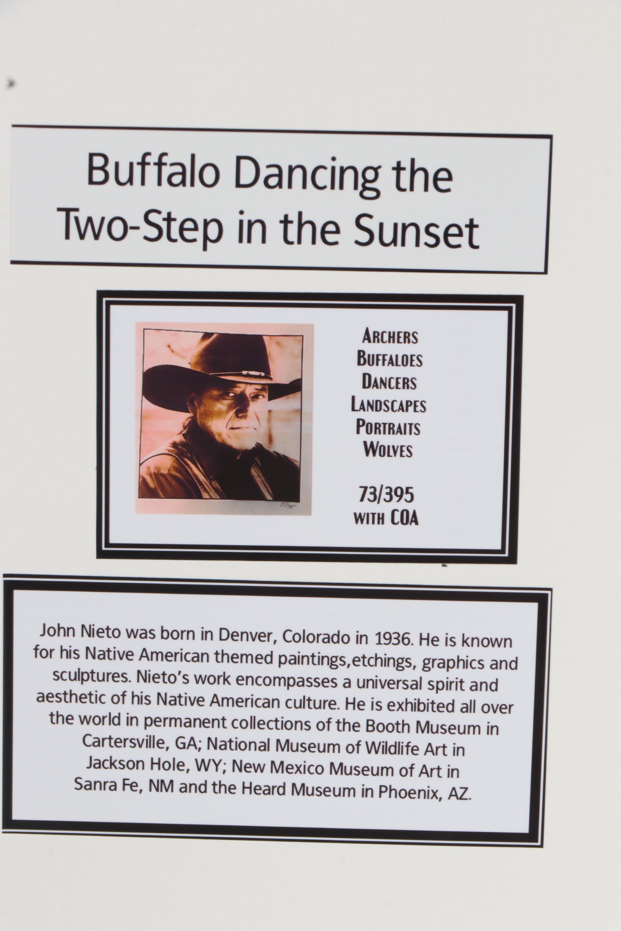 John Nieto Serigraph "Buffalo Dancing the Two-Step in the Sunset", 1996