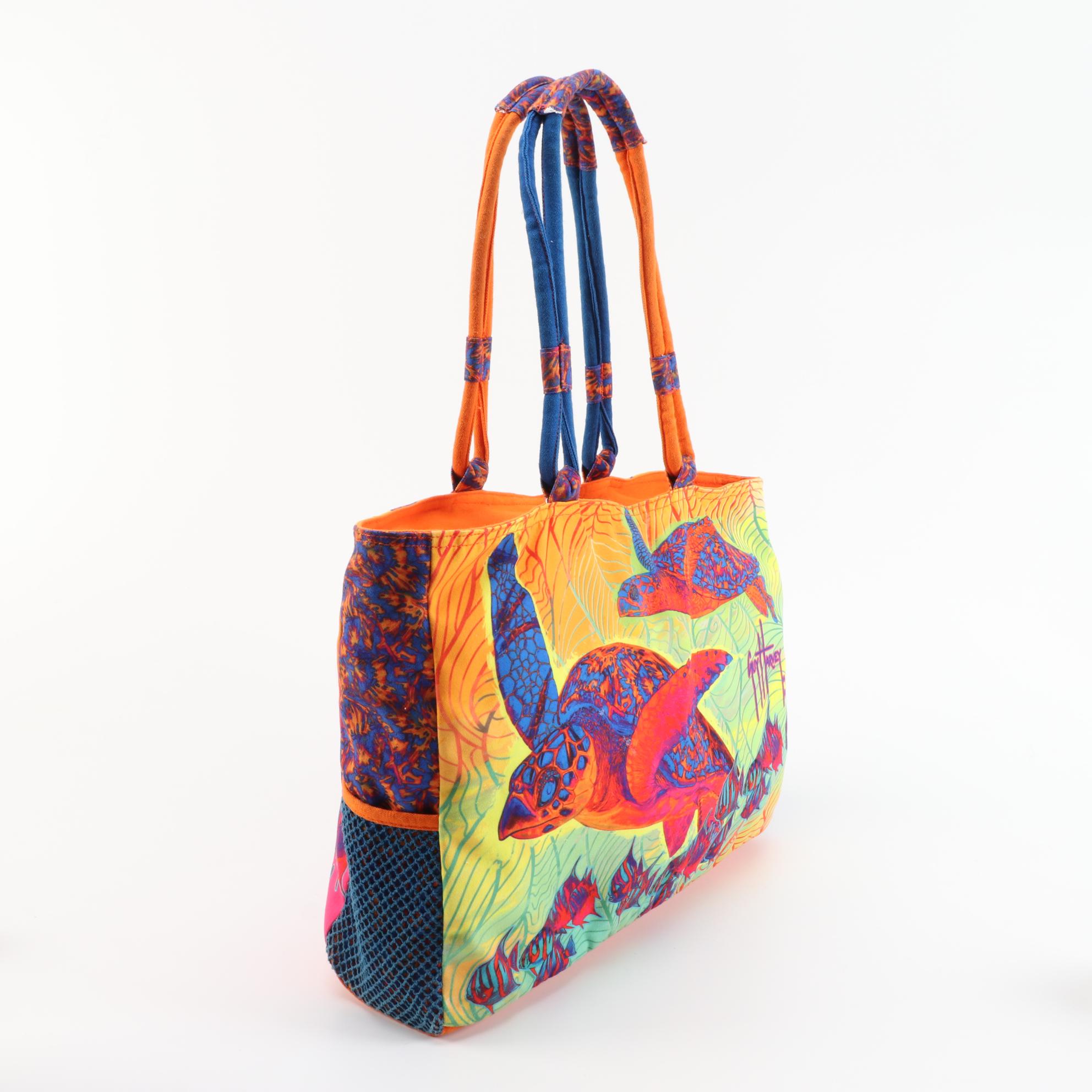 Guy Harvey Beach Tote with Fossil Canvas Crossbody