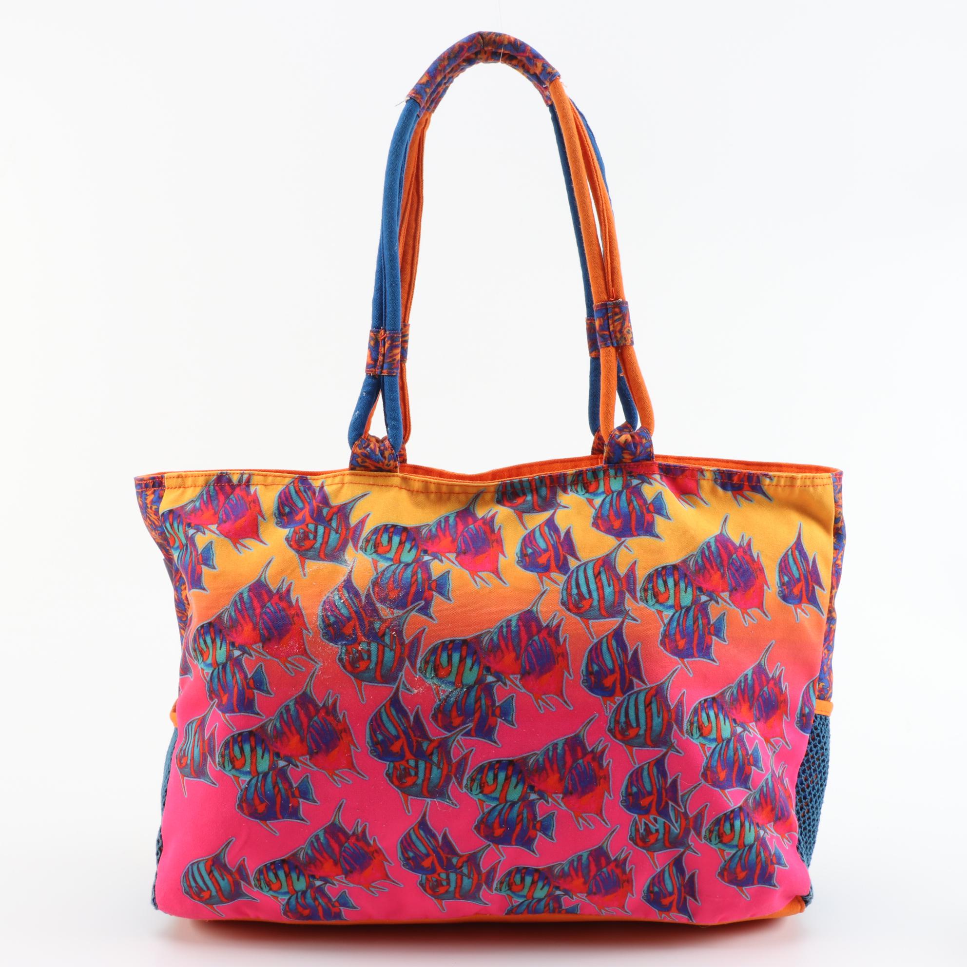 Guy Harvey Beach Tote with Fossil Canvas Crossbody