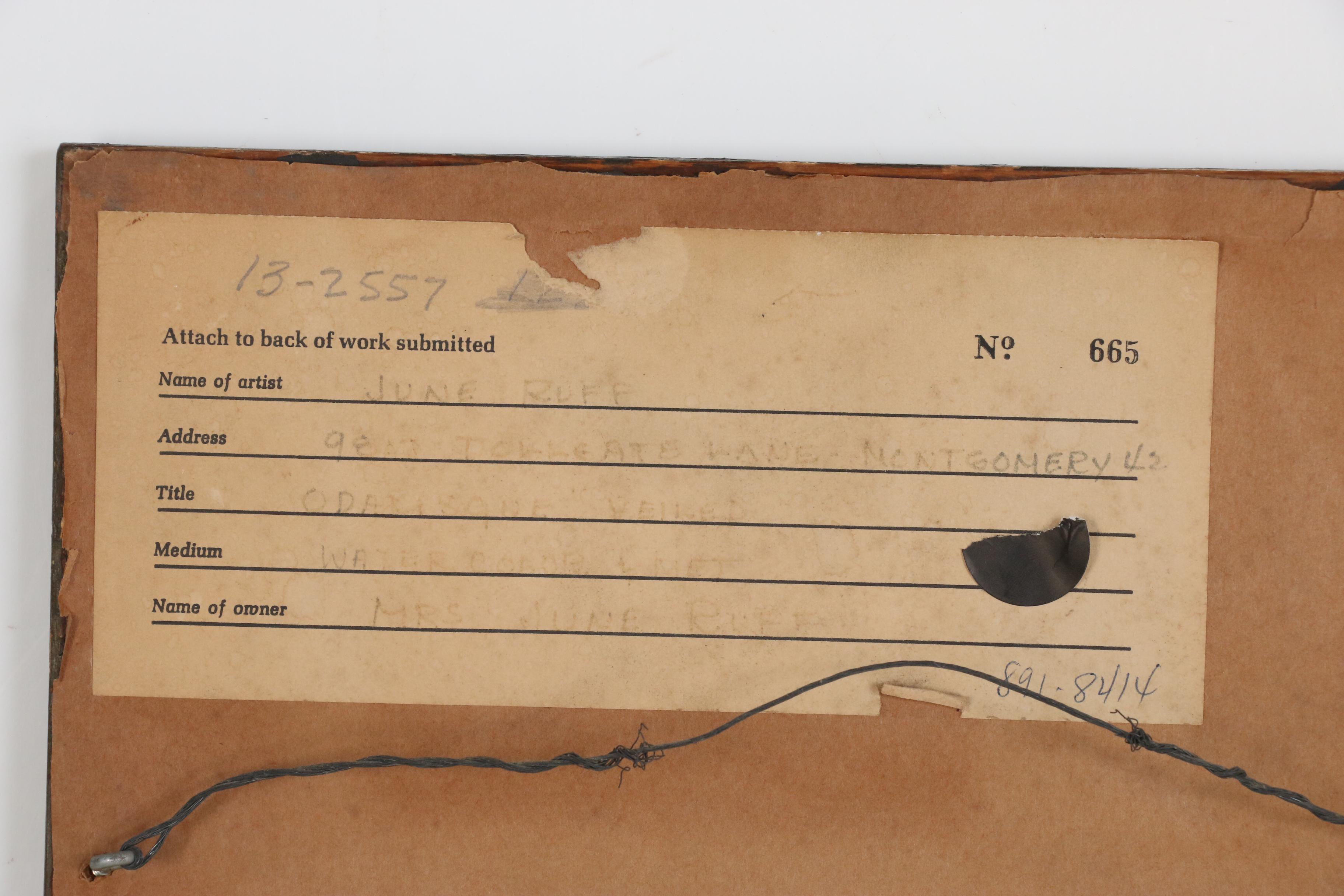 June Ruff Oil Portrait "Odalisque Veiled," 20th Century