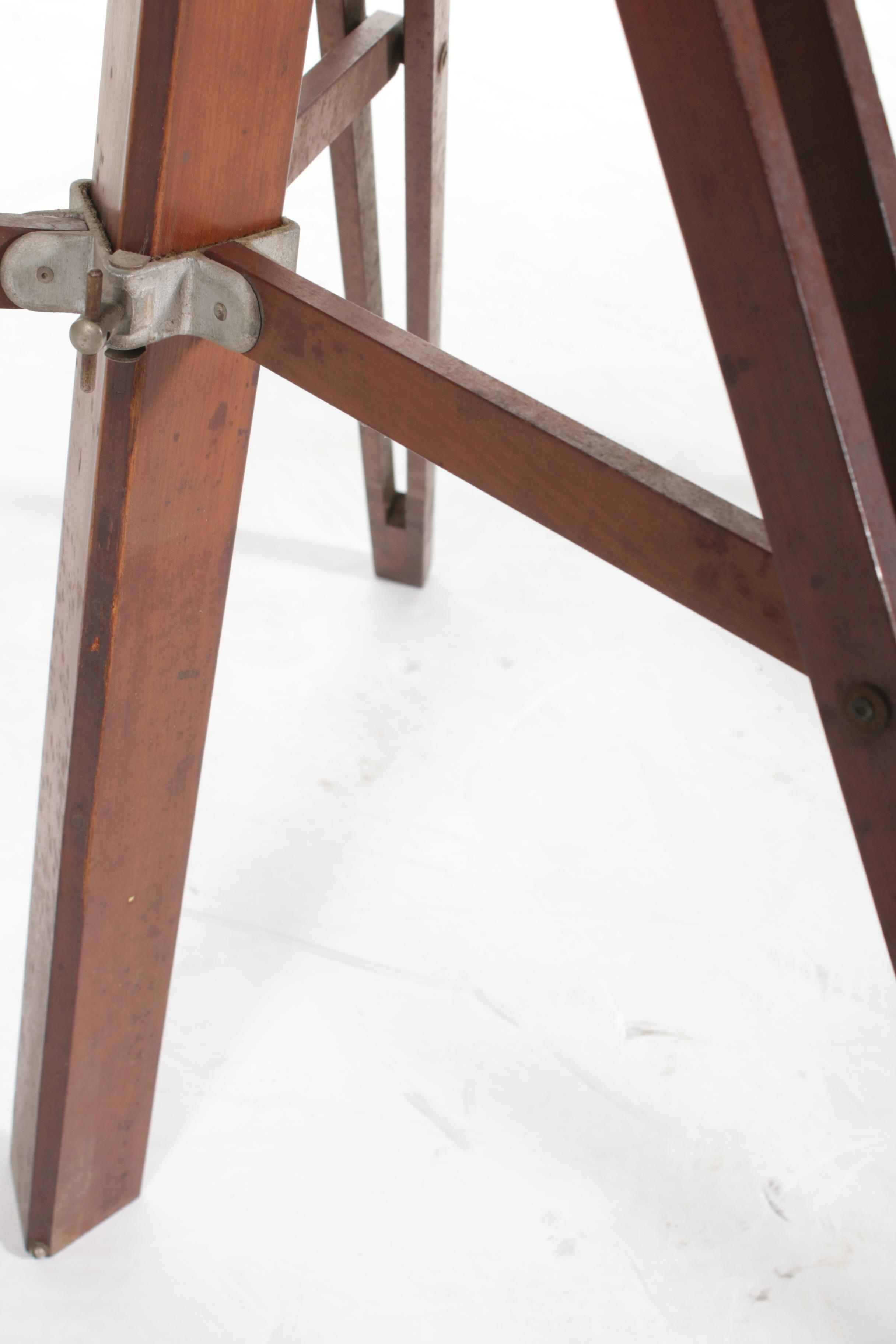 Two Wood and Brass Camera Tripods, 1900s-1910s