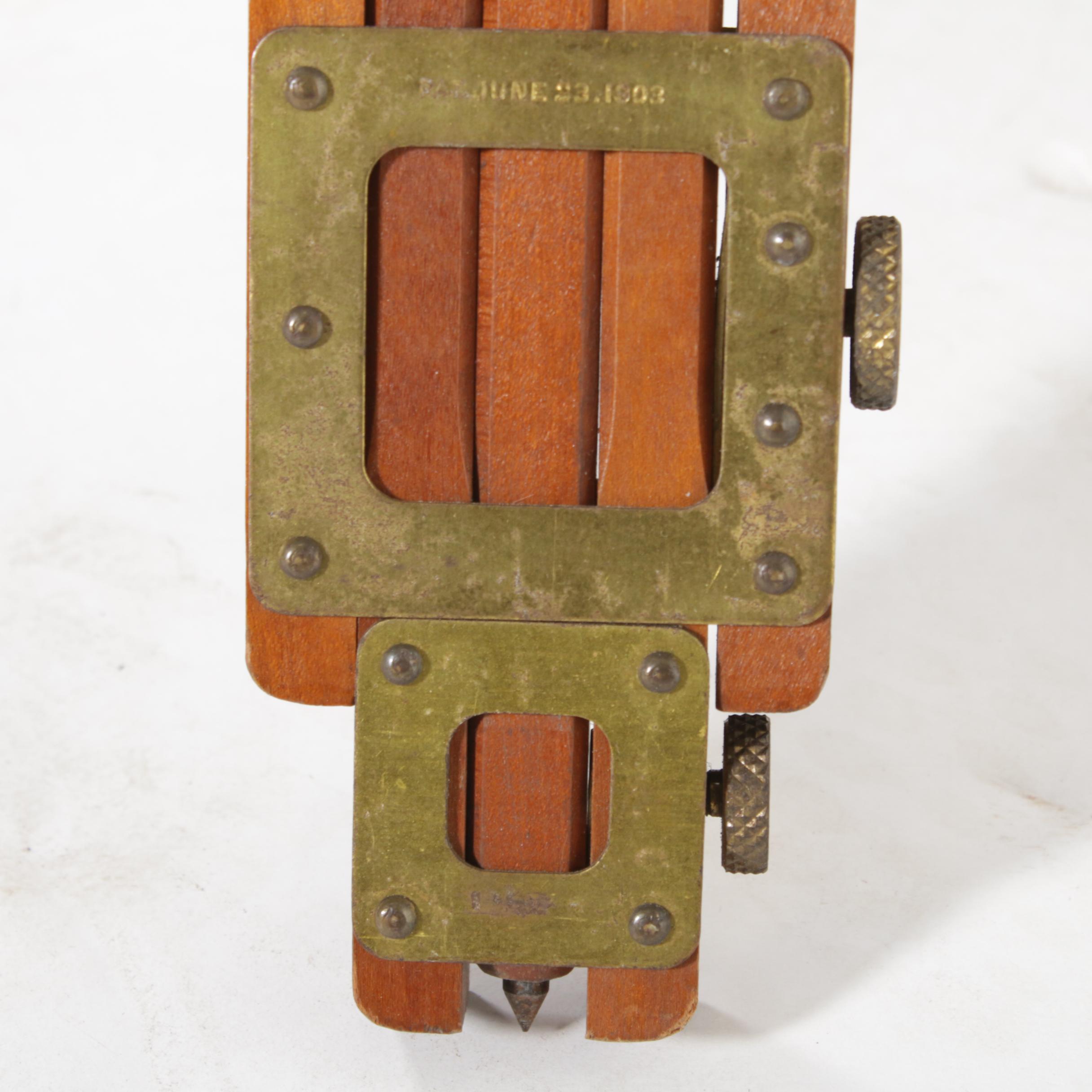 Two Wood and Brass Camera Tripods, 1900s-1910s