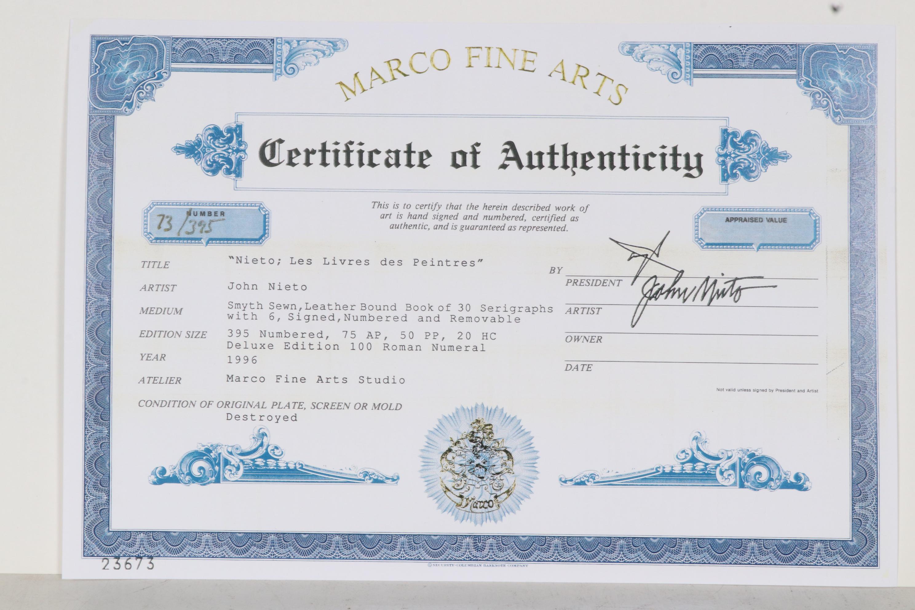 John Nieto Serigraph "Wolf Drinking Water by Moonlight", 1996