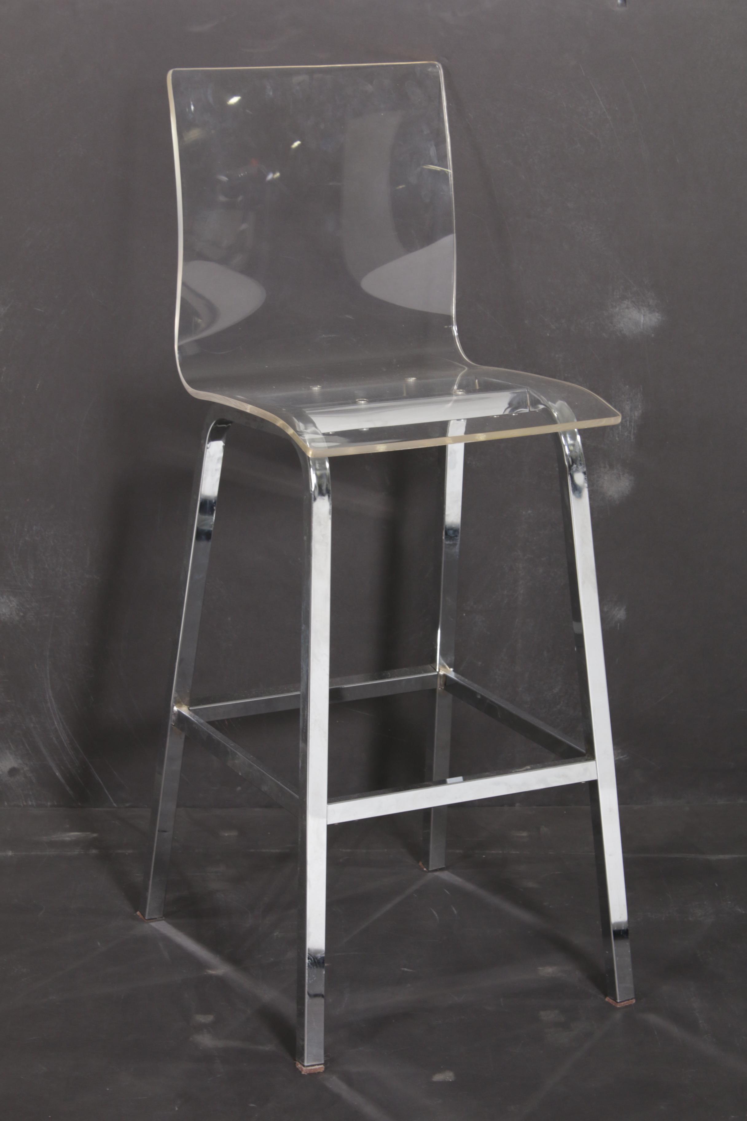 Four Acrylic and Chrome Modern Barstools