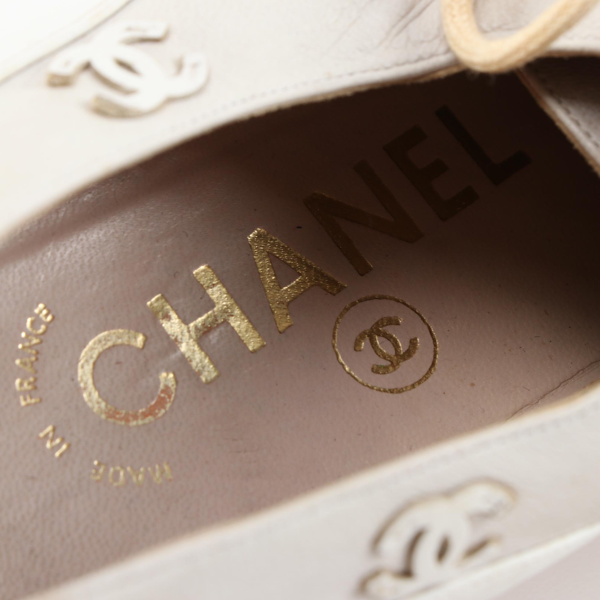 Chanel Hand Finished Leather Derby Shoes with Applied CC Logos