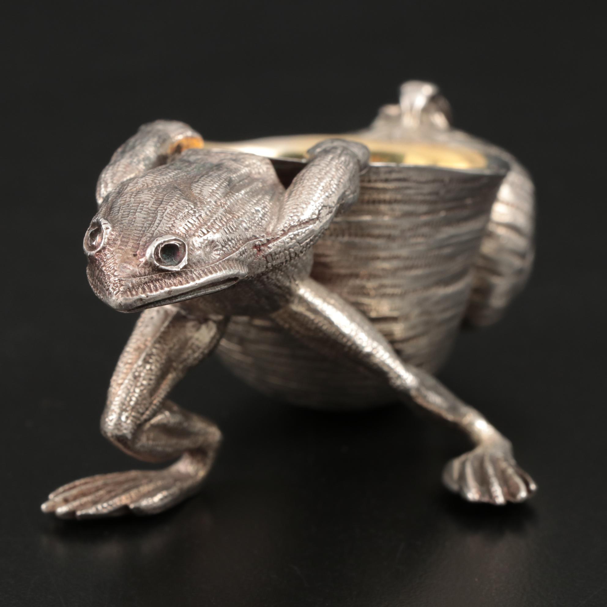 Frog and Snail Shell Metal Salt Cellar