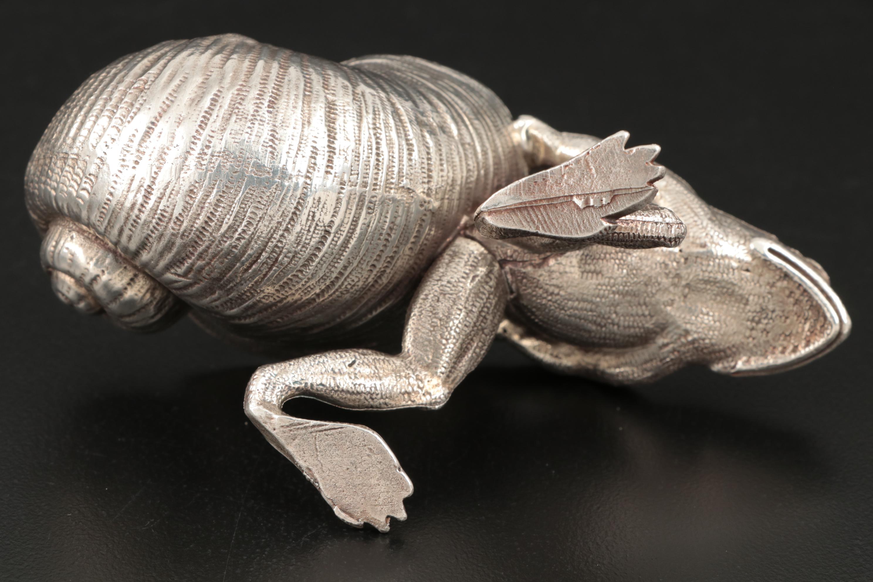 Frog and Snail Shell Metal Salt Cellar