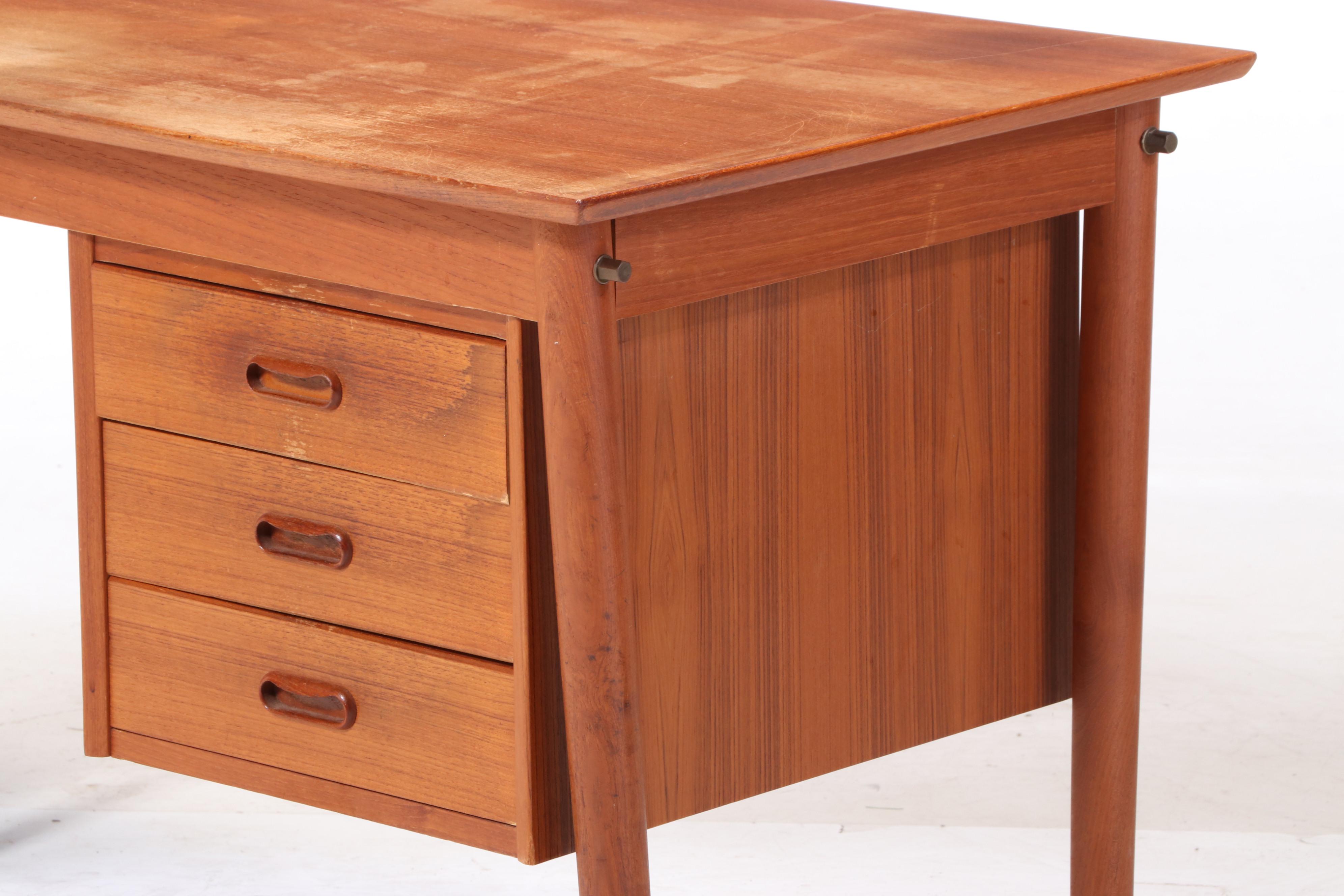 Arne Vodder for Johannes Hansen Danish Modern Teak Drop-Leaf Desk and Side Chair