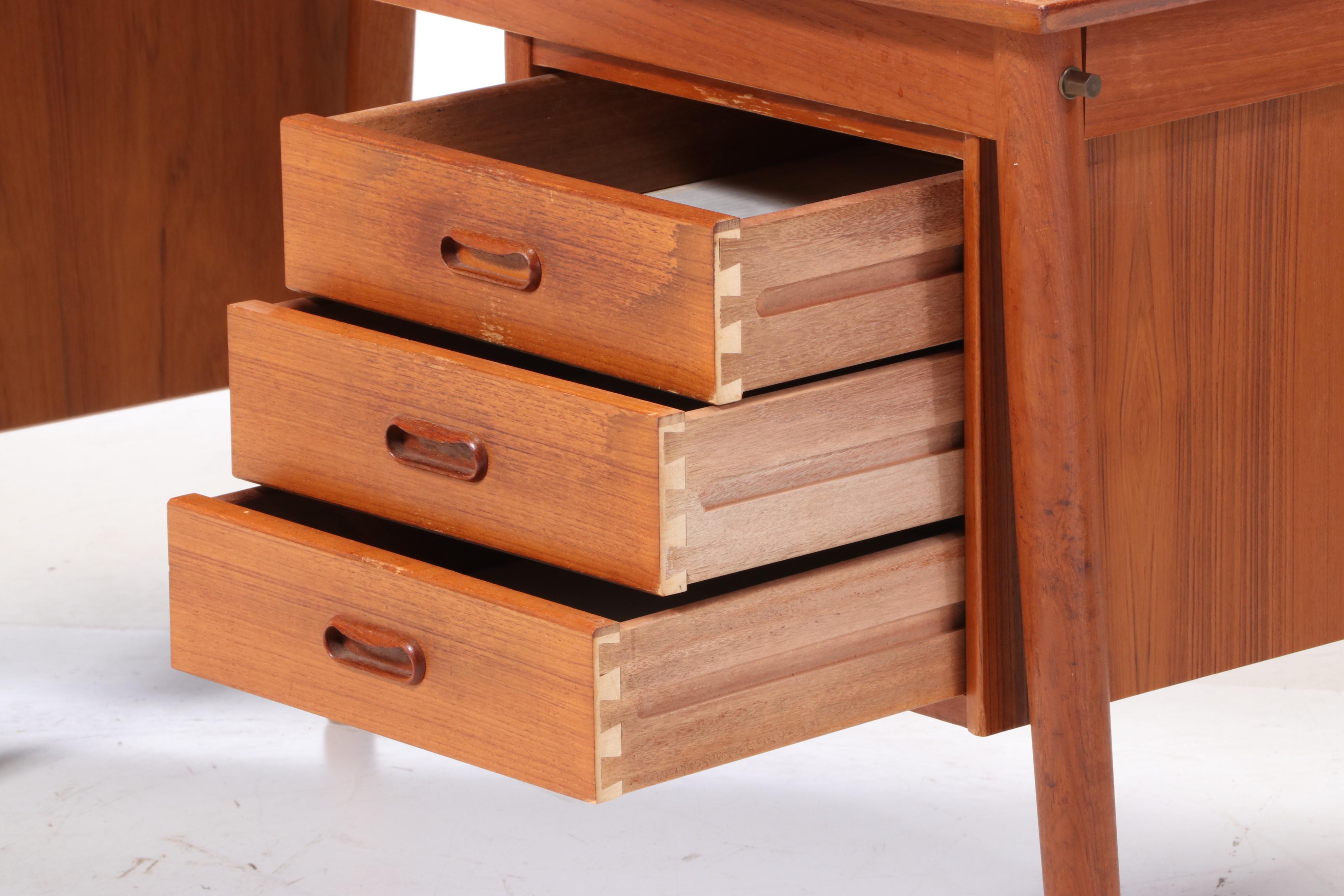 Arne Vodder for Johannes Hansen Danish Modern Teak Drop-Leaf Desk and Side Chair