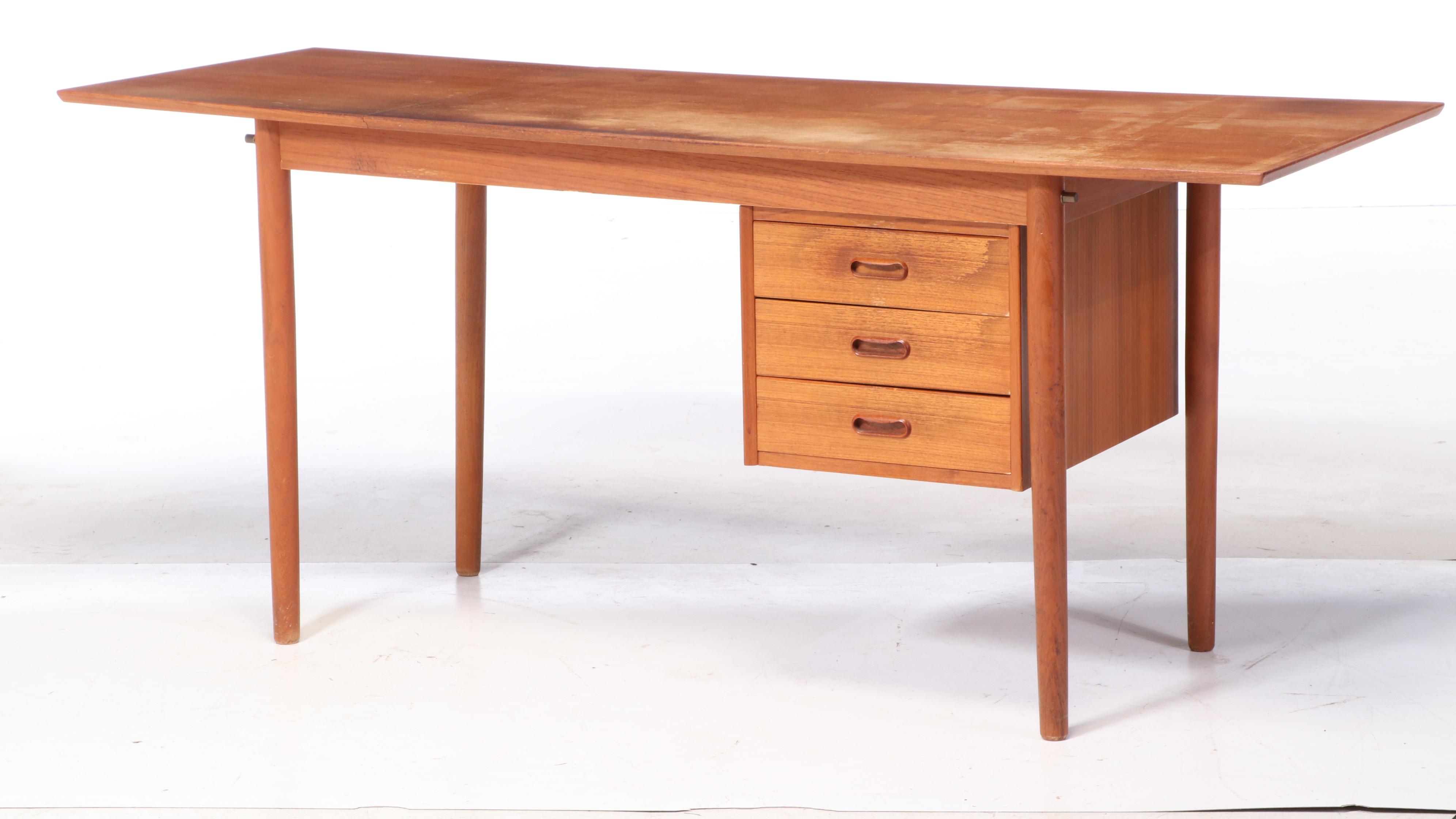 Arne Vodder for Johannes Hansen Danish Modern Teak Drop-Leaf Desk and Side Chair