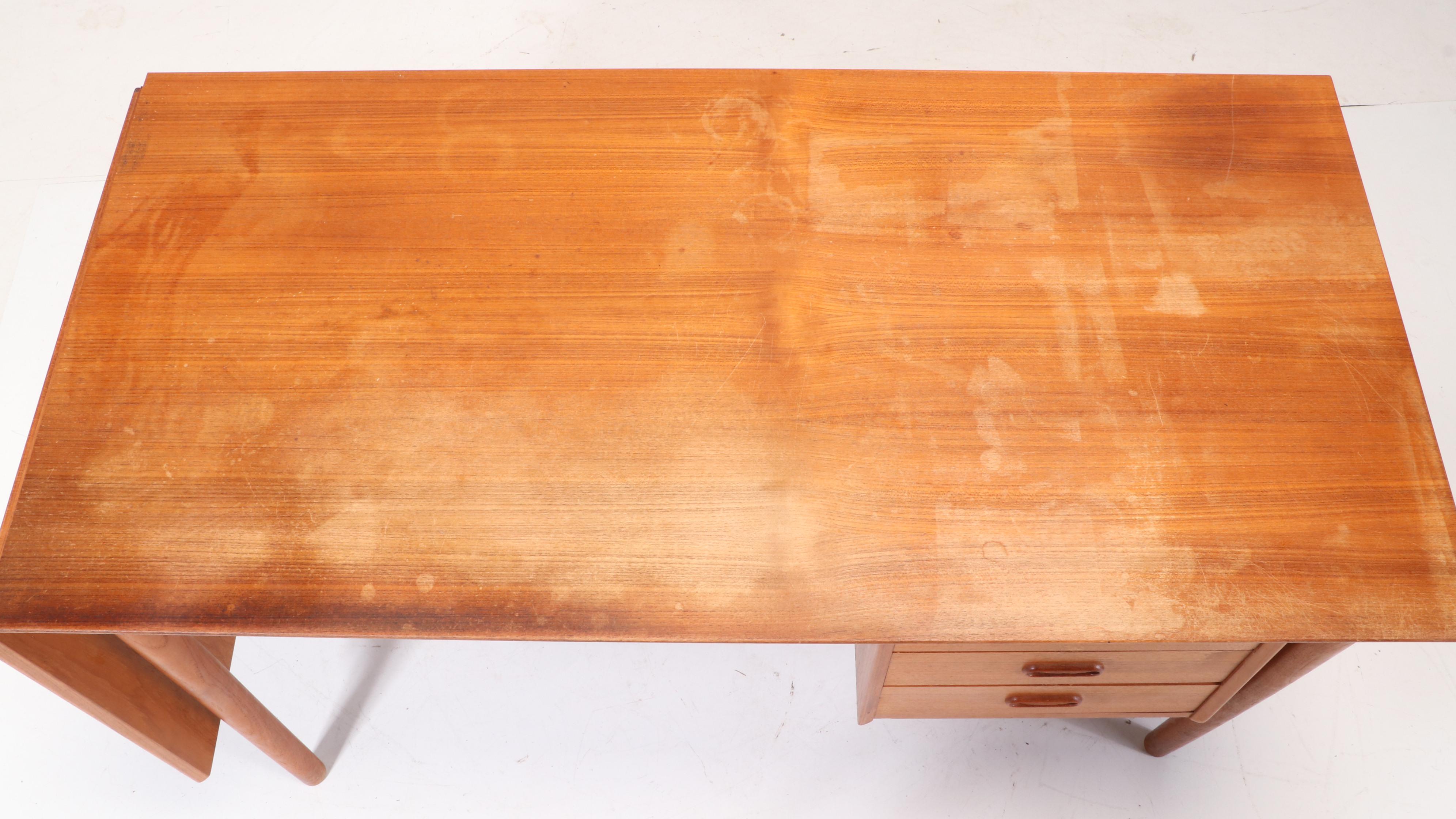 Arne Vodder for Johannes Hansen Danish Modern Teak Drop-Leaf Desk and Side Chair