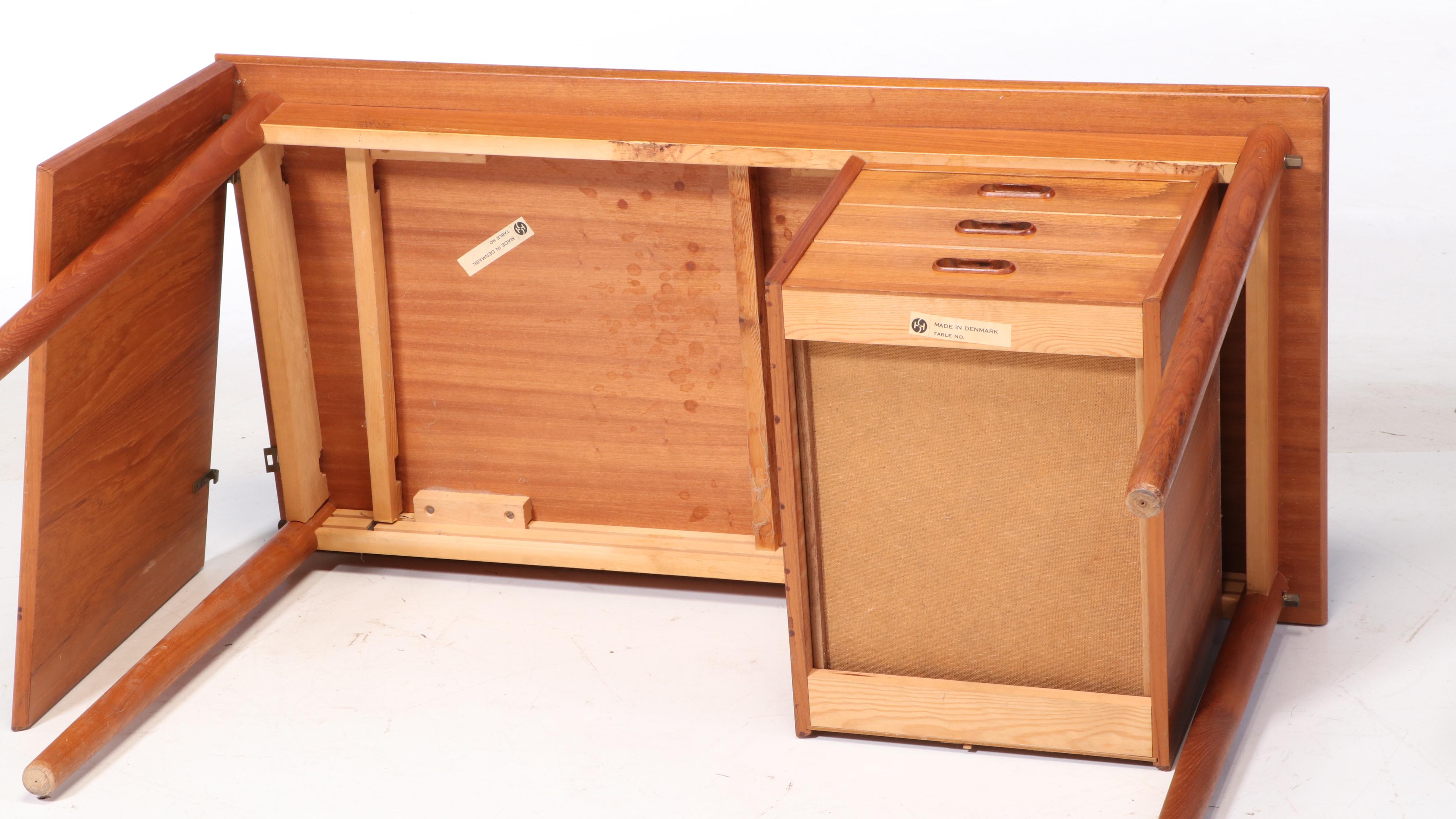 Arne Vodder for Johannes Hansen Danish Modern Teak Drop-Leaf Desk and Side Chair