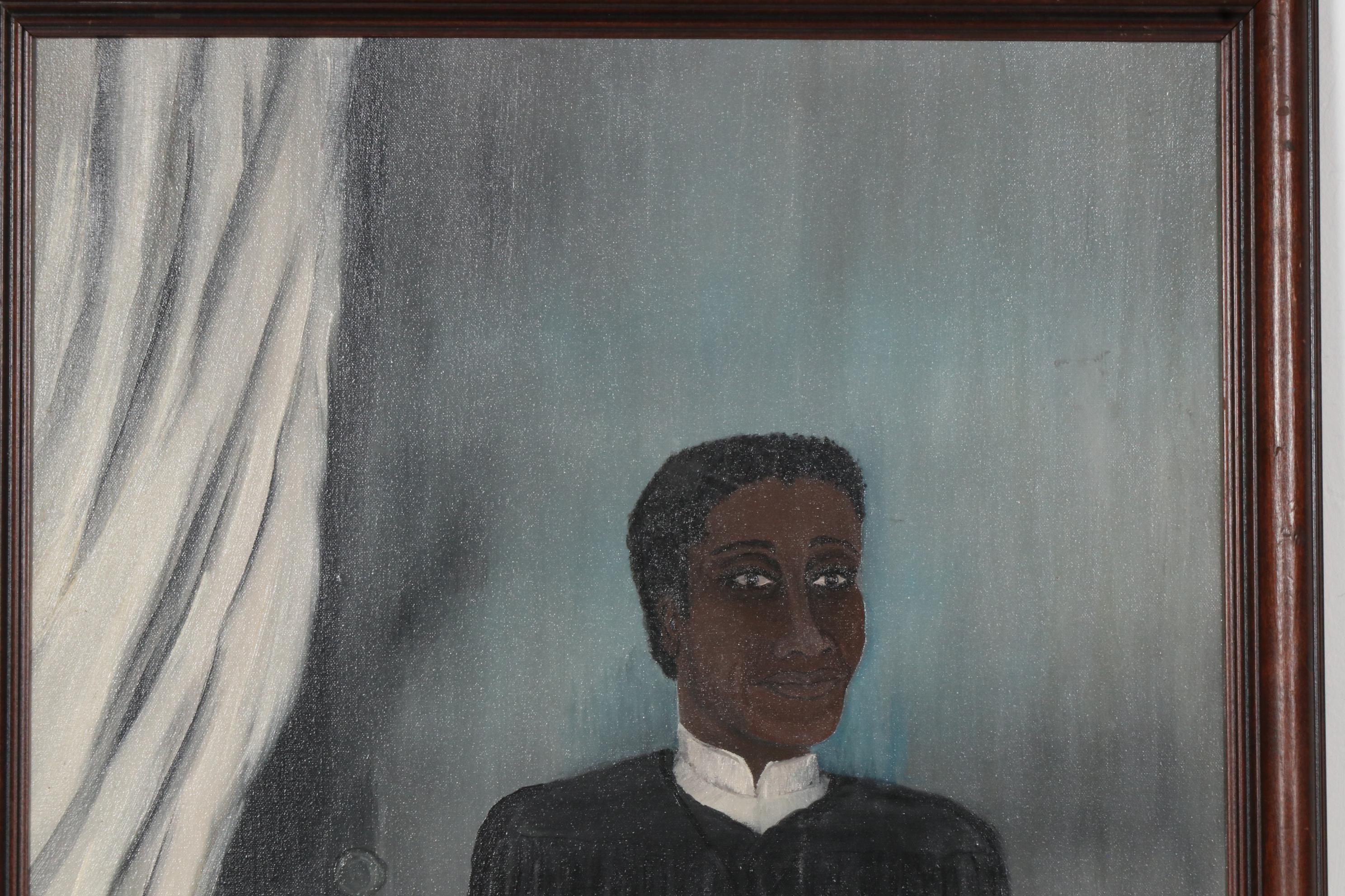 Marie Jones Oil Painting of Preacher at Pulpit, circa 1974