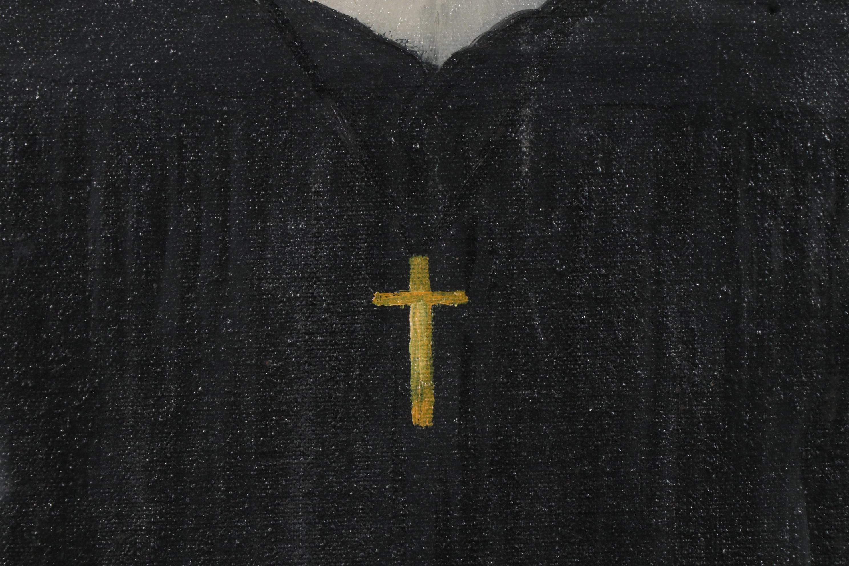 Marie Jones Oil Painting of Preacher at Pulpit, circa 1974