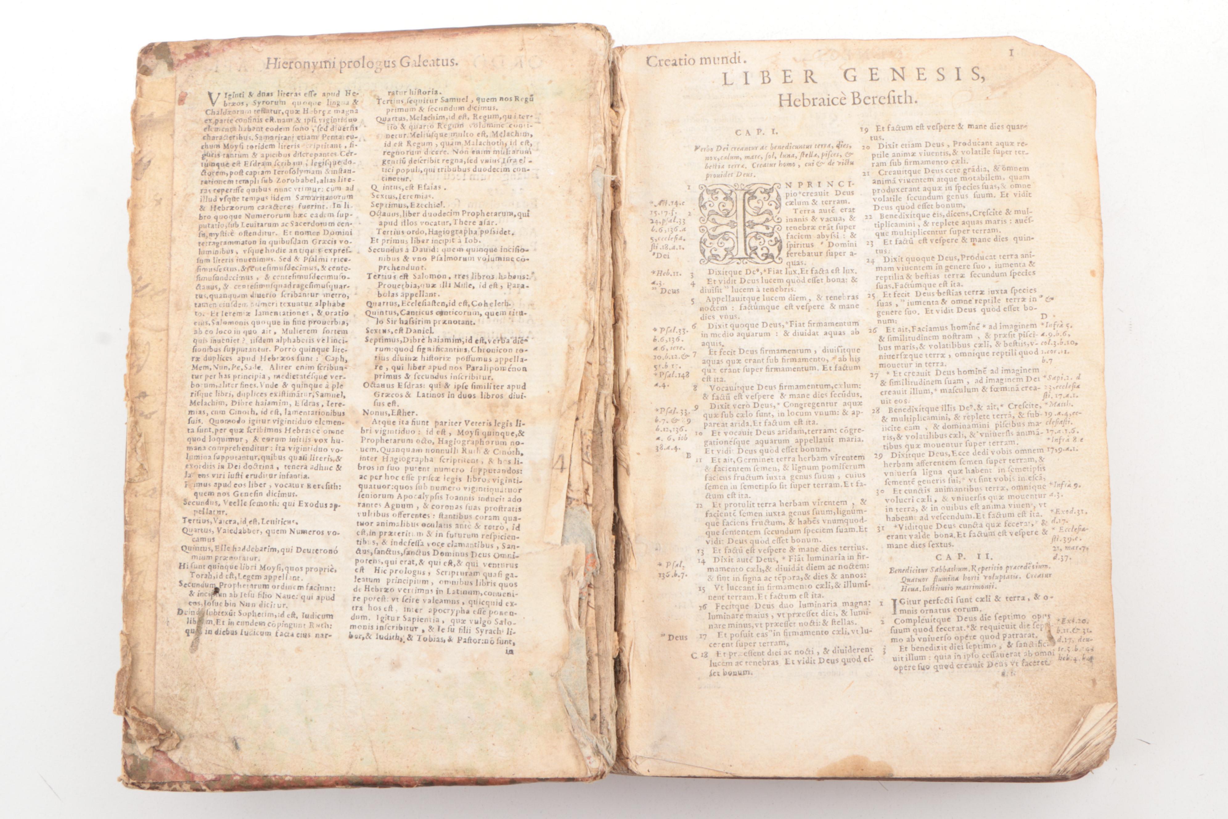 Illustrated "Biblia Sacra Vulgate Holy Bible" by Jean Frellon, 1566
