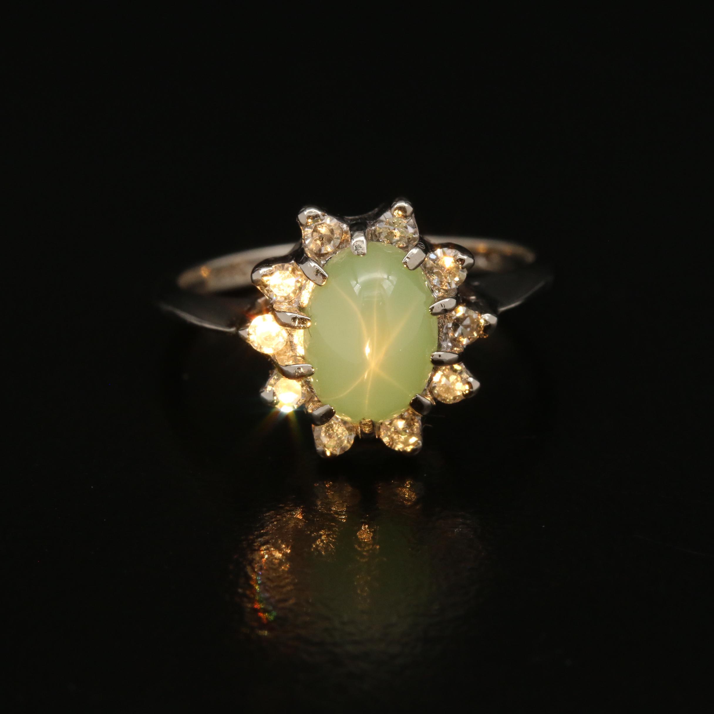 14K Linde Star Sapphire Ring with Diamonds