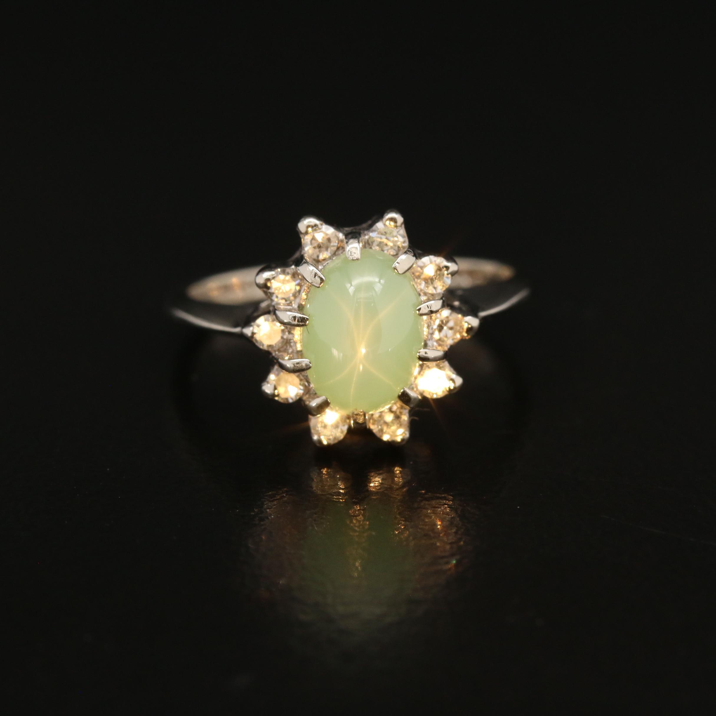 14K Linde Star Sapphire Ring with Diamonds