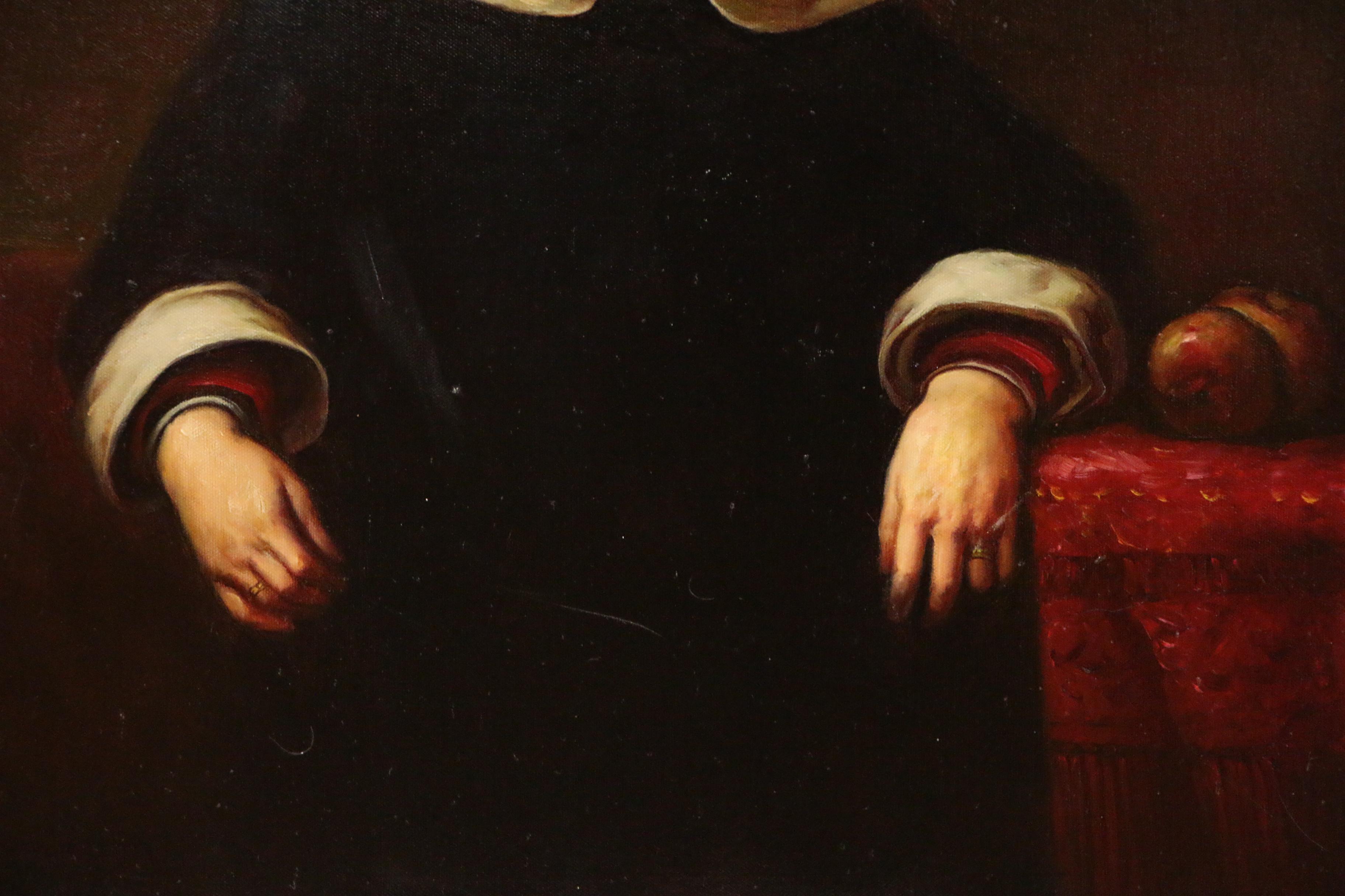 Oil Painting after a Portrait of Anne Bradstreet, 21st Century