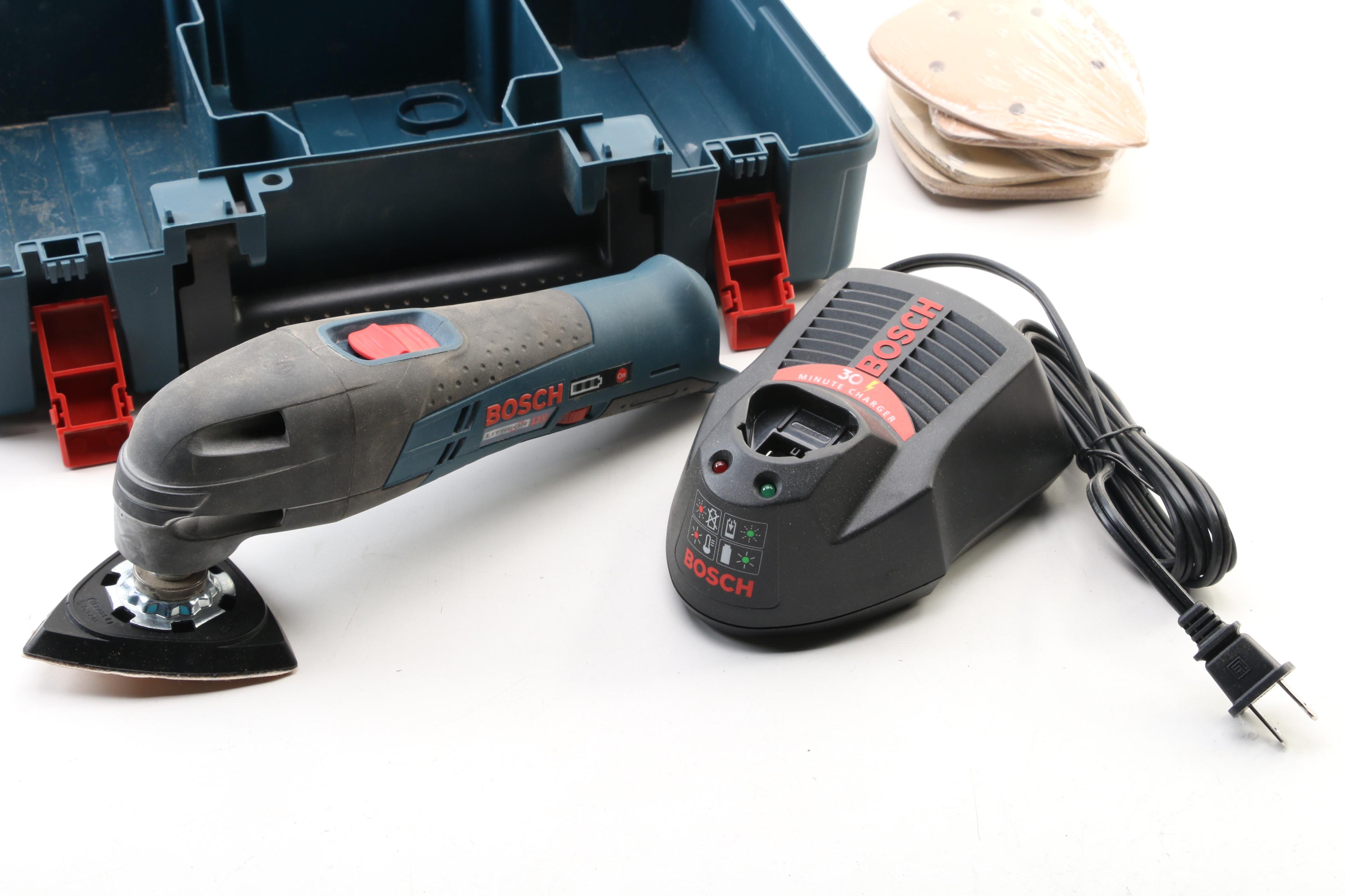 Bosch Multi-X Cordless Oscillating Tool, Case and Accessories, Late 20th Century