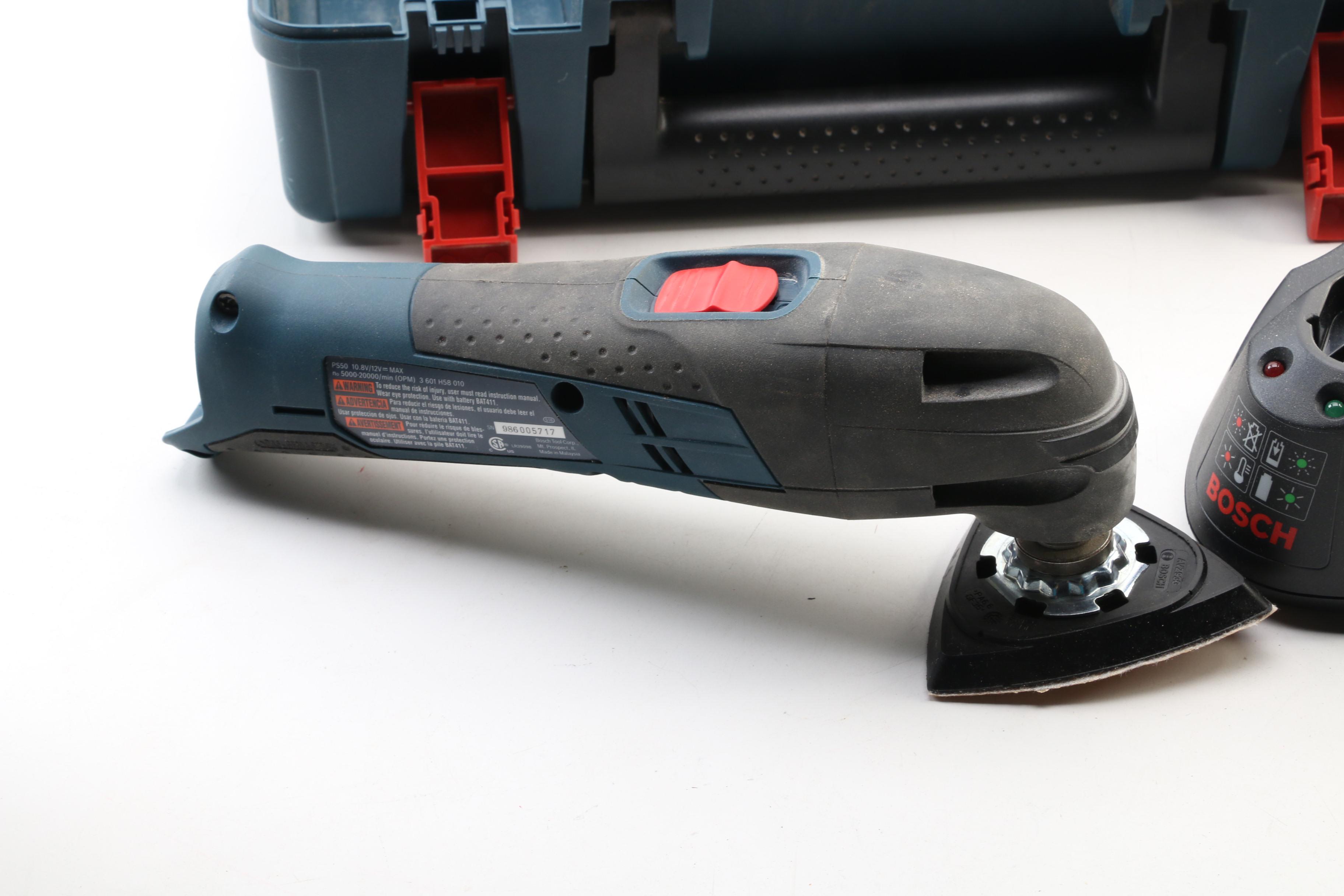 Bosch Multi-X Cordless Oscillating Tool, Case and Accessories, Late 20th Century