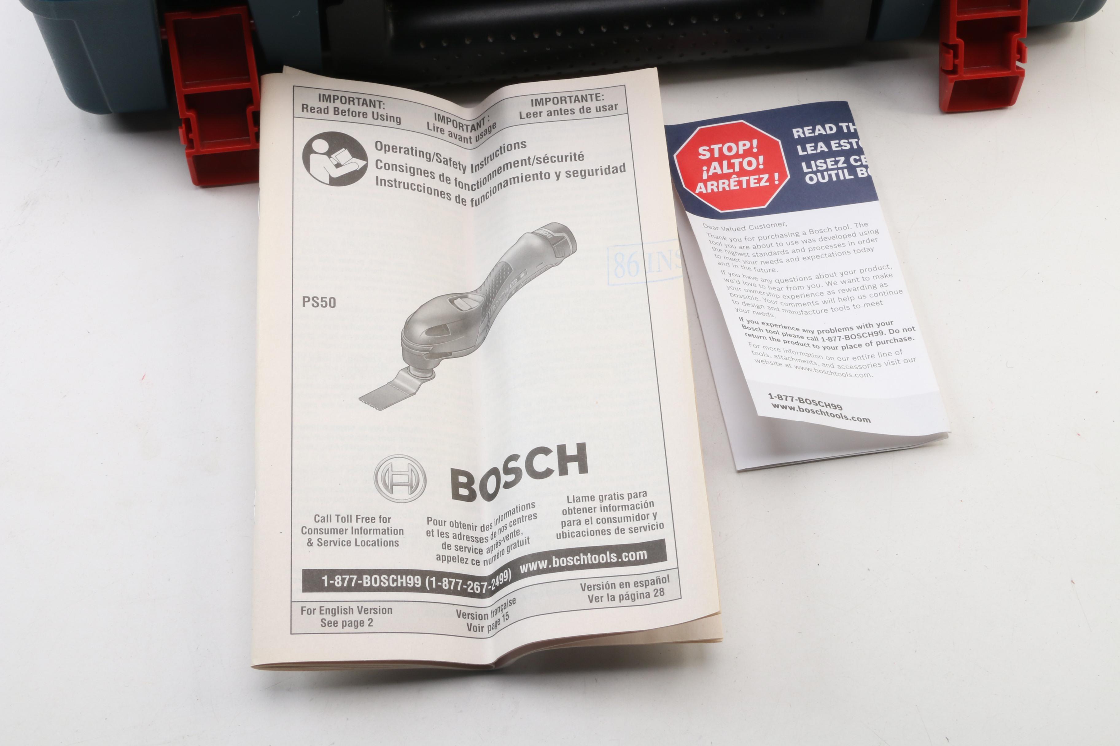 Bosch Multi-X Cordless Oscillating Tool, Case and Accessories, Late 20th Century