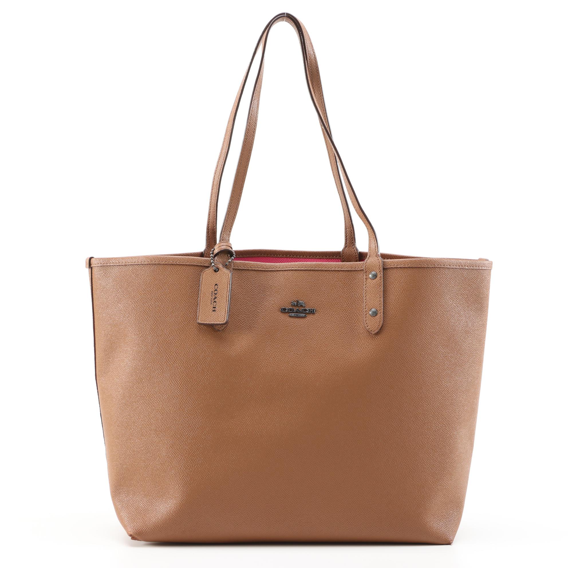 Coach Reversible City Tote with Accessories Pouch in Beige and Pink