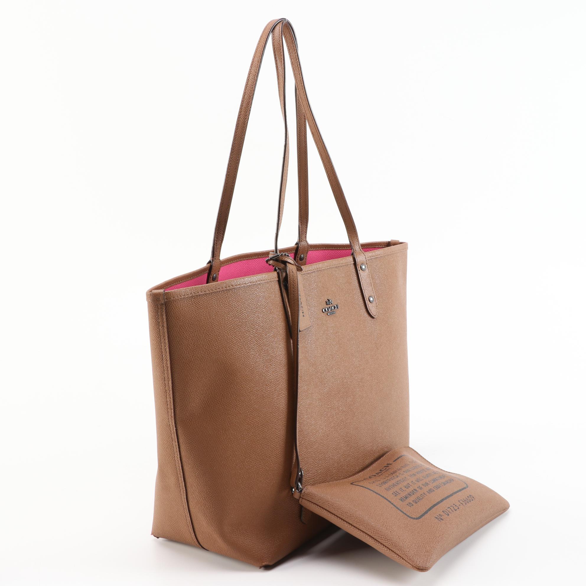 Coach Reversible City Tote with Accessories Pouch in Beige and Pink