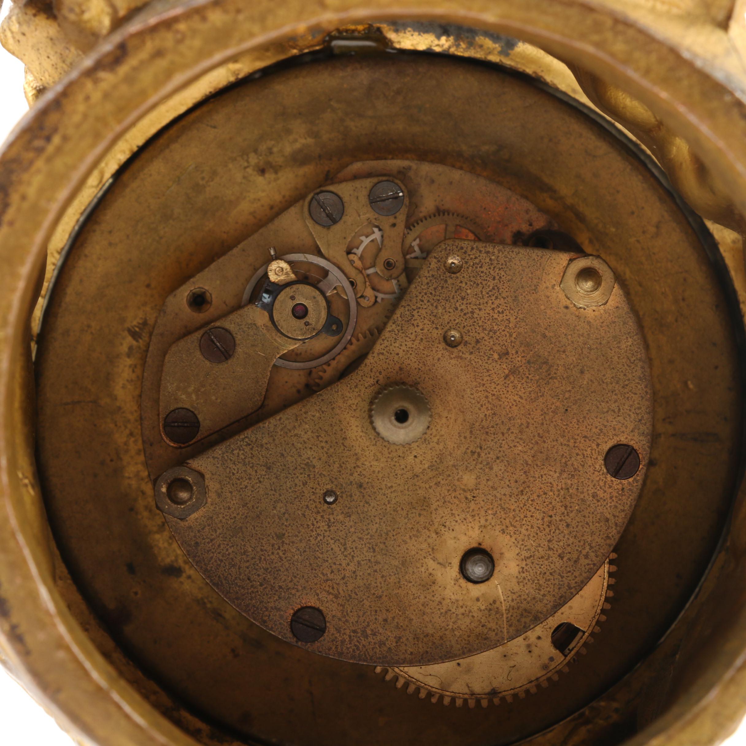 Art Nouveau New Haven Clock Co. Gilt Metal Figural Clock, Late 19th-Early 20th C