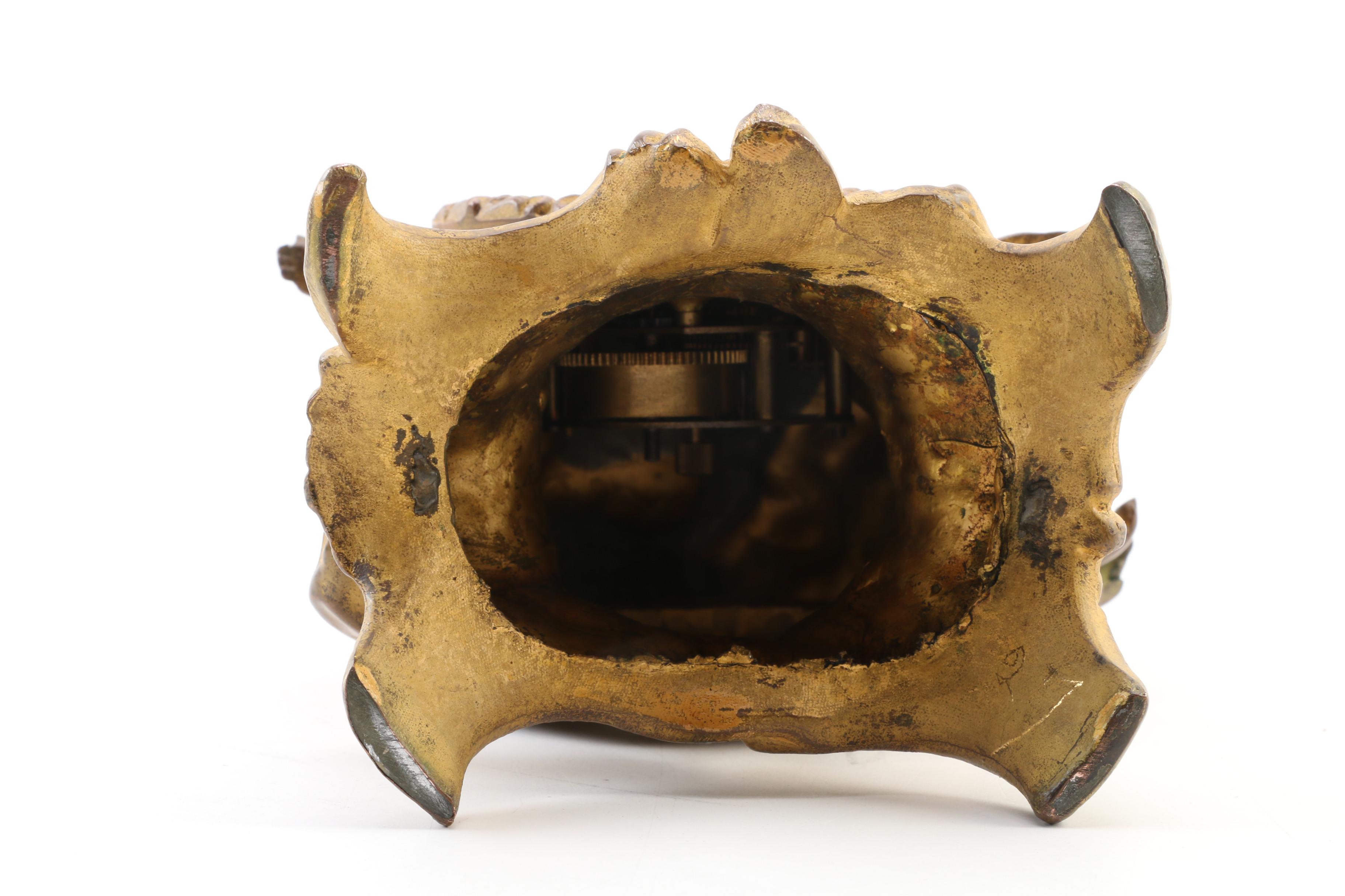 Art Nouveau New Haven Clock Co. Gilt Metal Figural Clock, Late 19th-Early 20th C