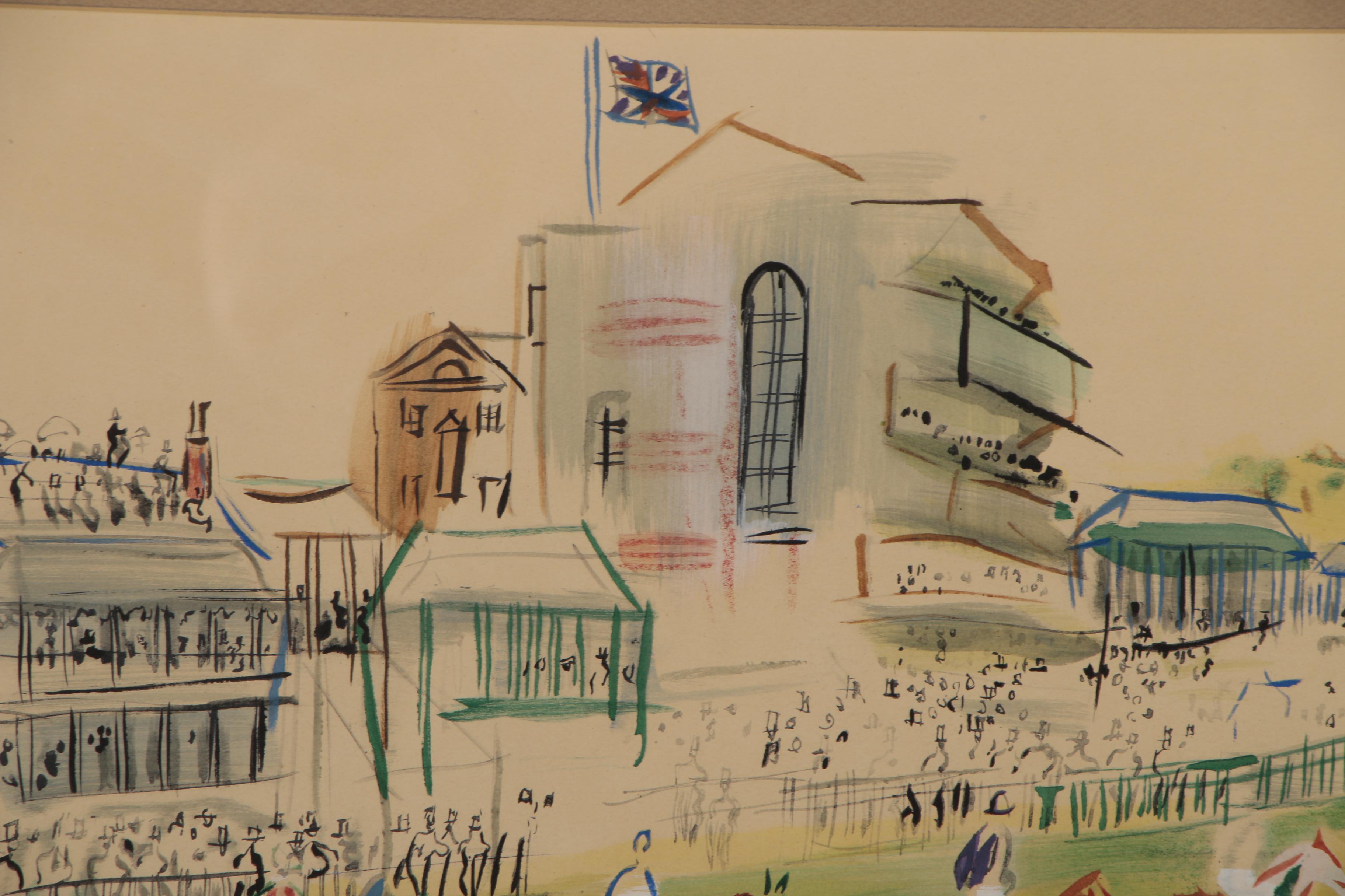 Raoul Dufy Lithograph of Horses Entering Racetrack "Epsom"