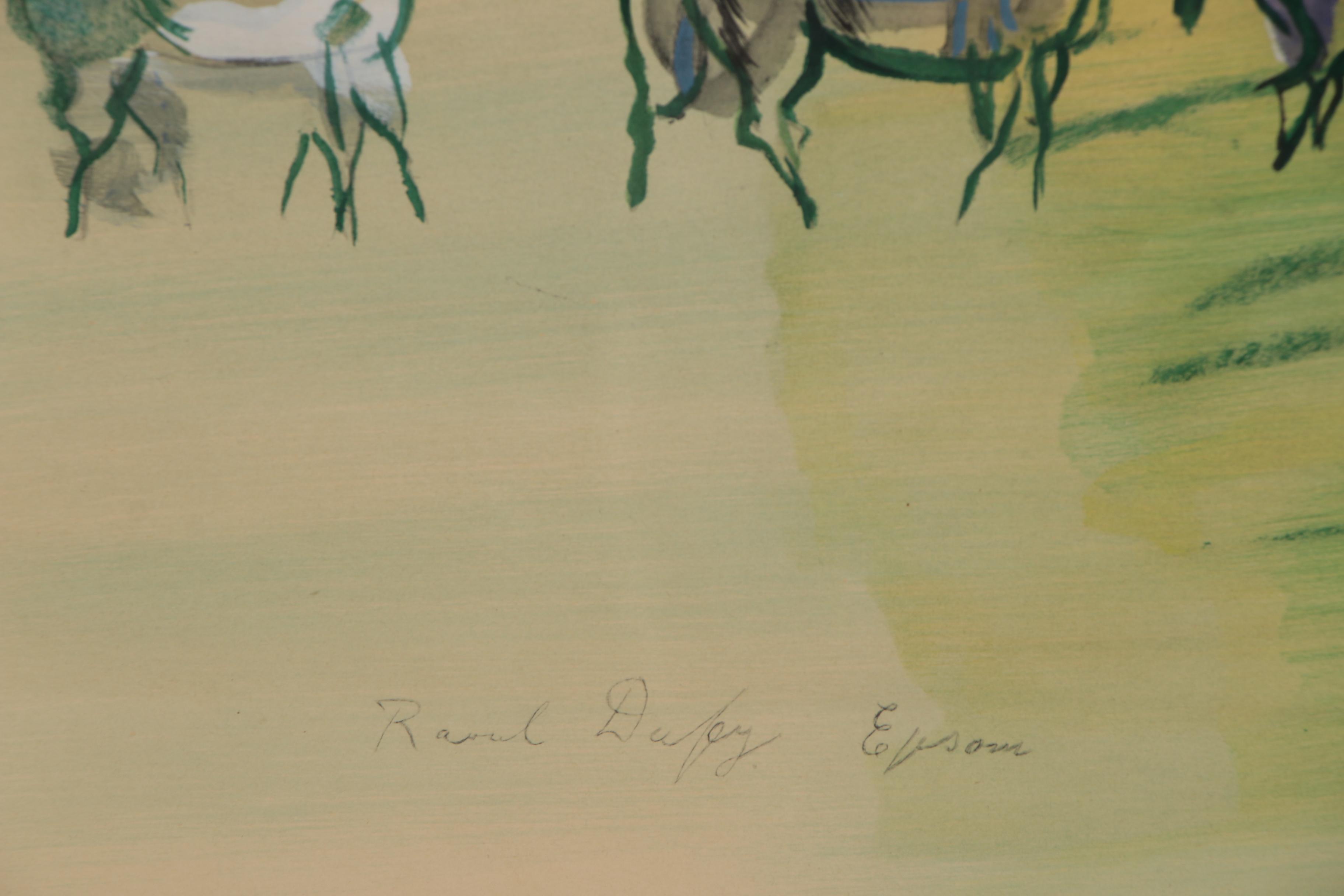 Raoul Dufy Lithograph of Horses Entering Racetrack "Epsom"