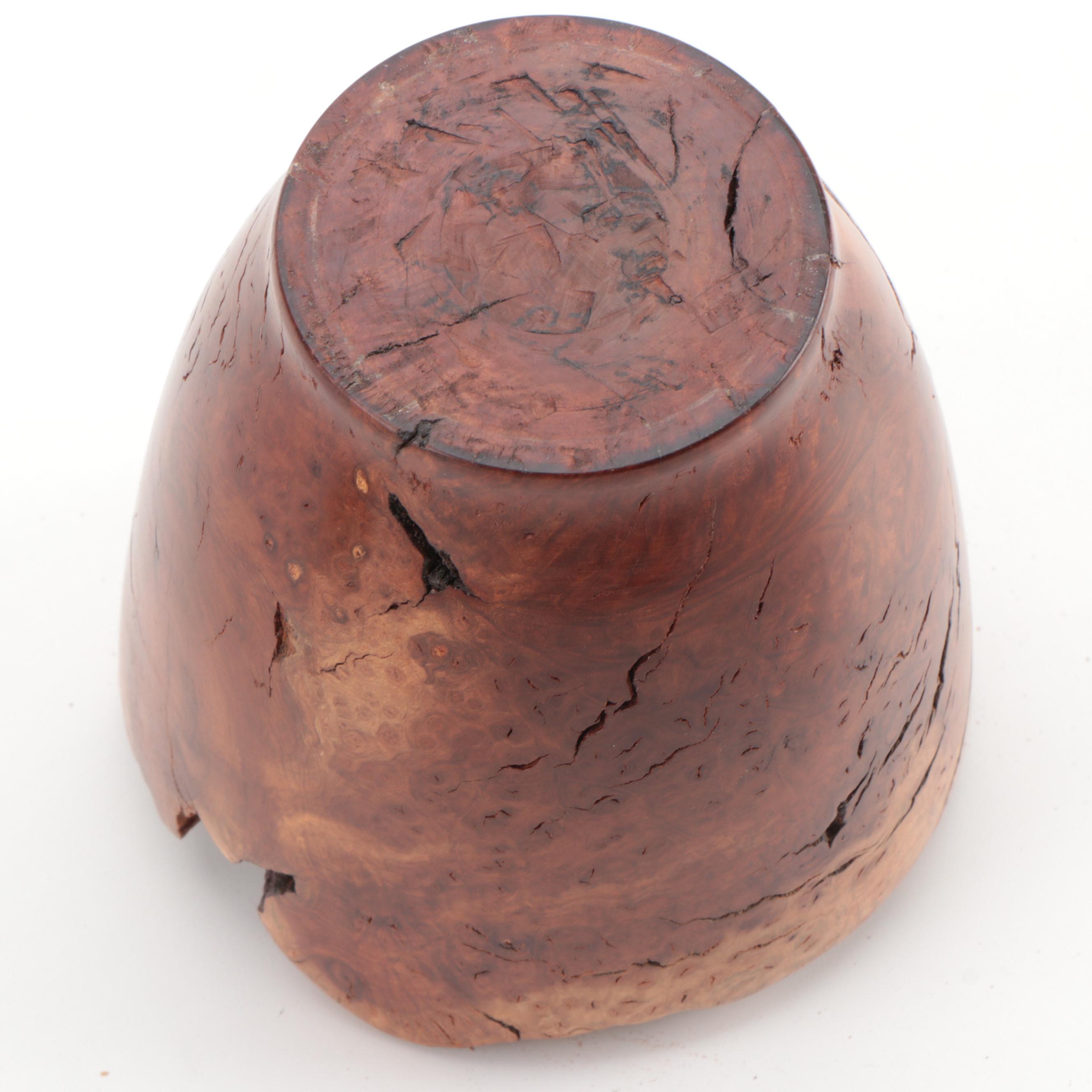 Hand-Carved Wood and Burl Wood Decorative Bowls
