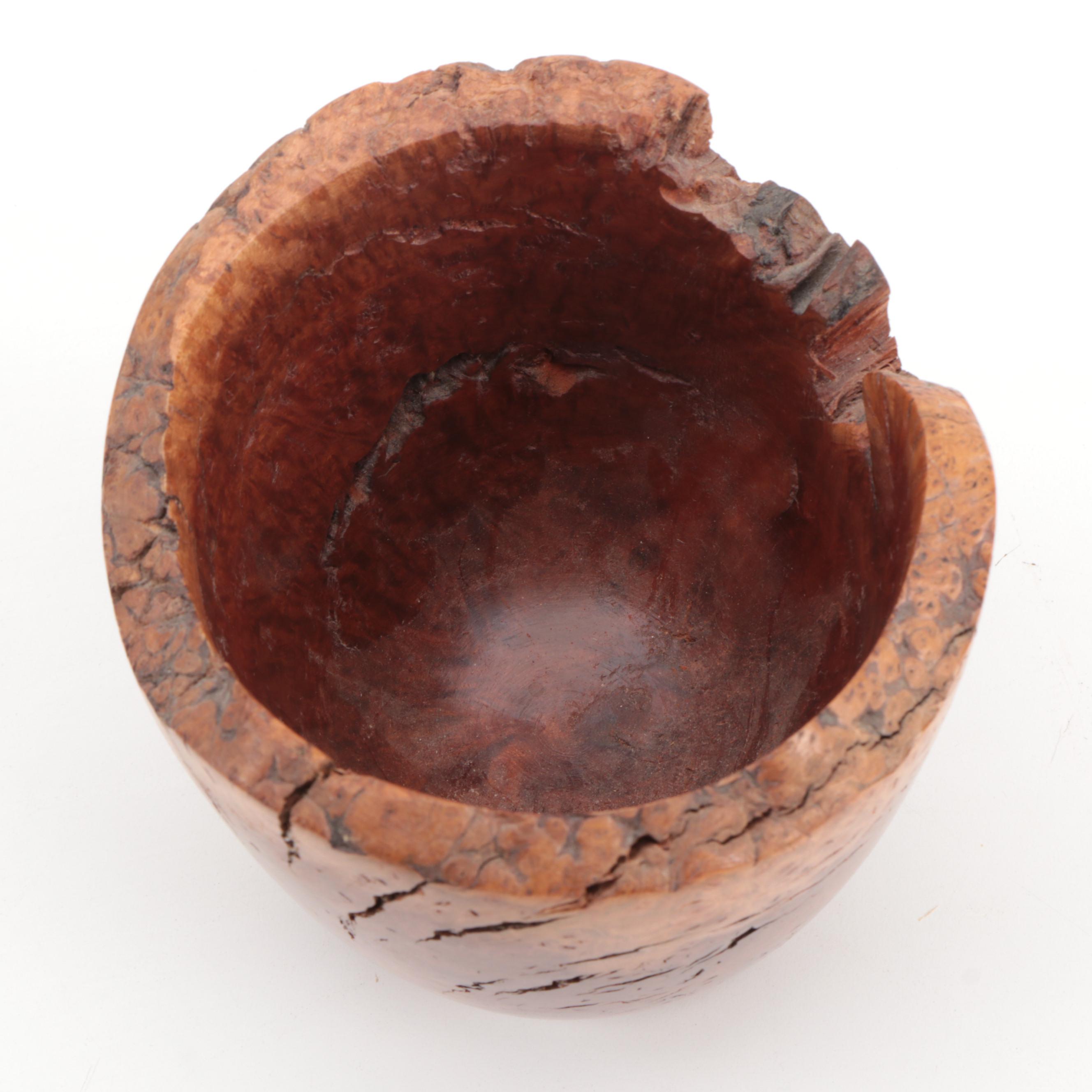 Hand-Carved Wood and Burl Wood Decorative Bowls