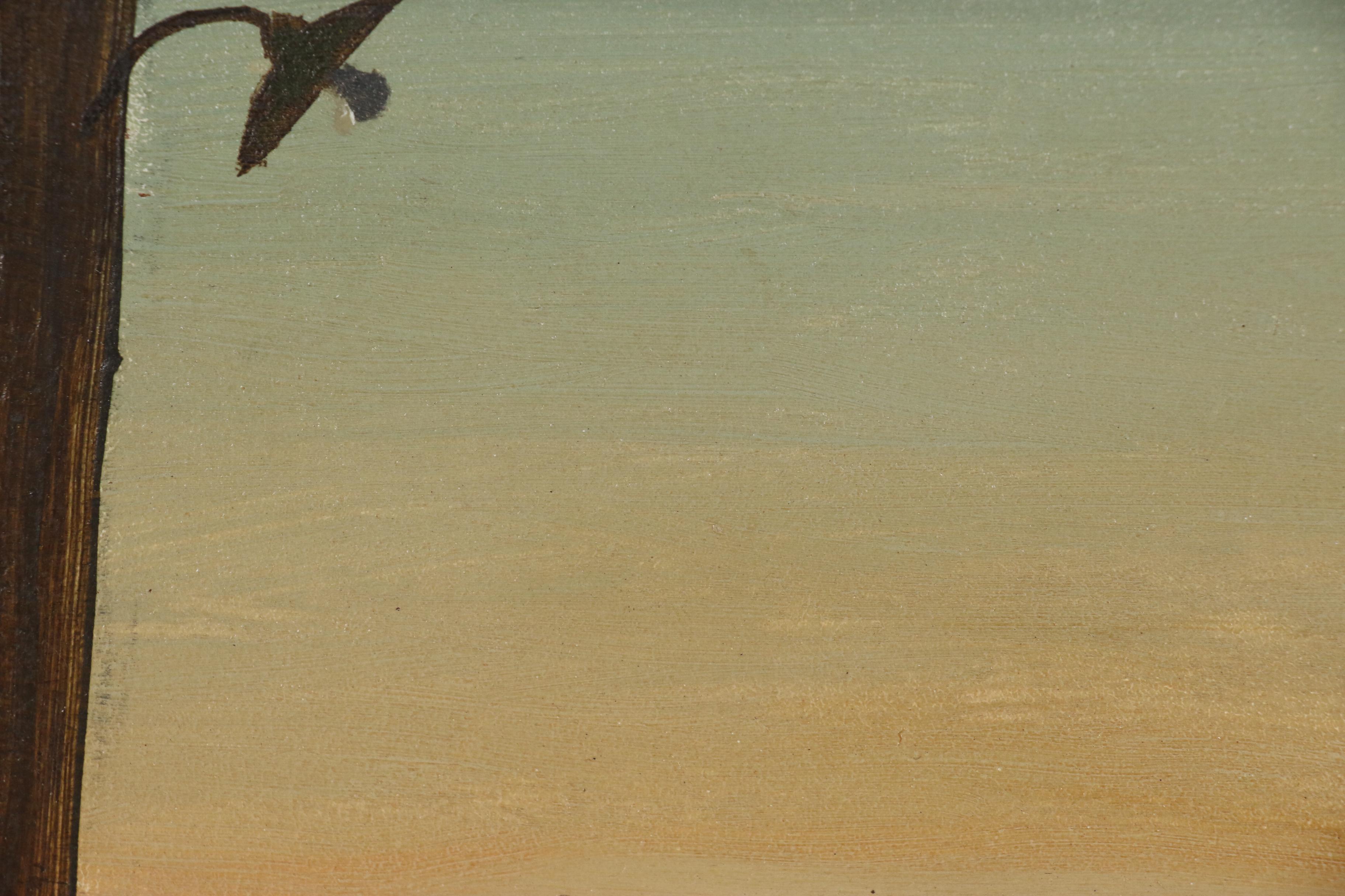 Stephen Etnier Oil Painting of Harbor Scene with Rower "Performance"