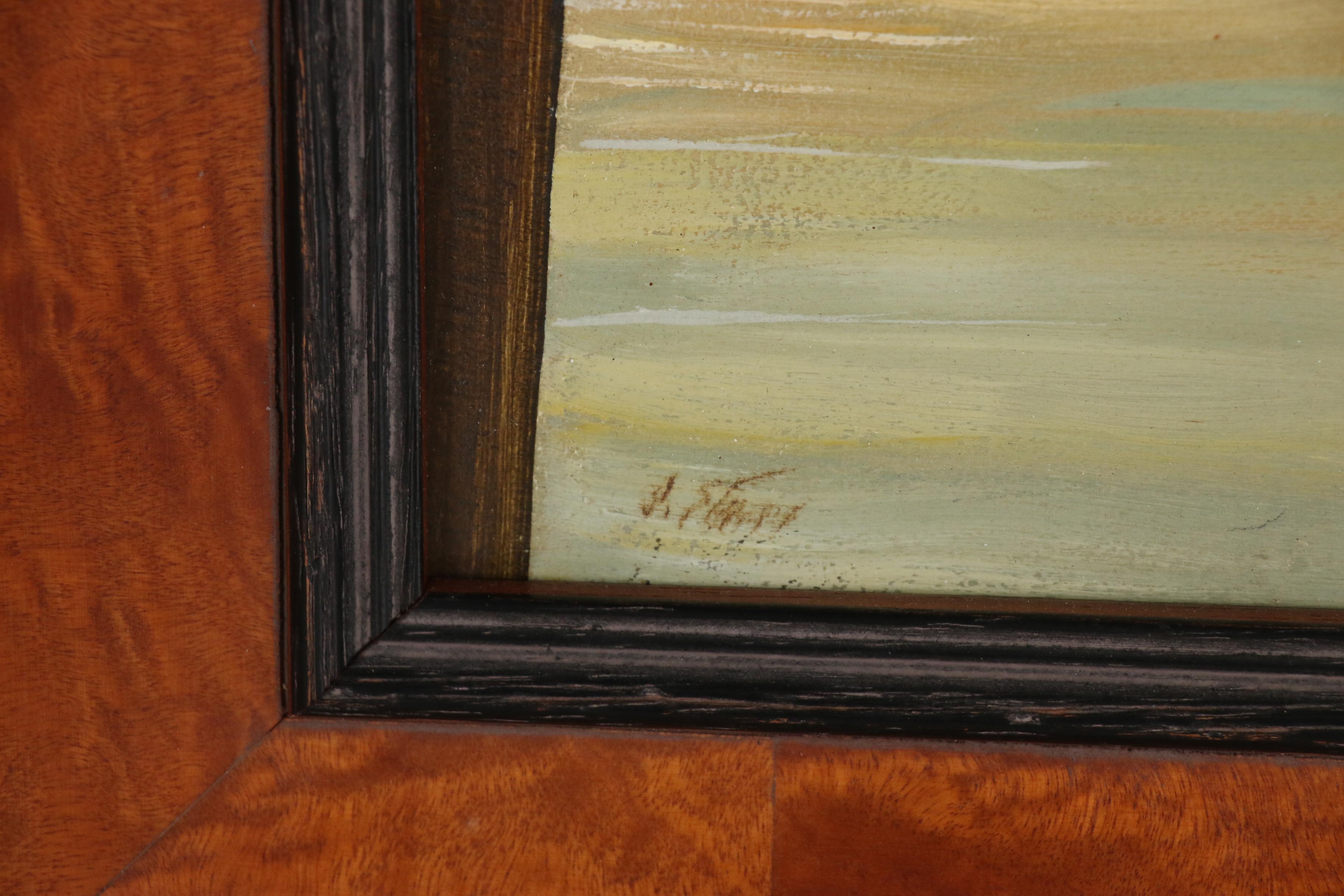 Stephen Etnier Oil Painting of Harbor Scene with Rower "Performance"