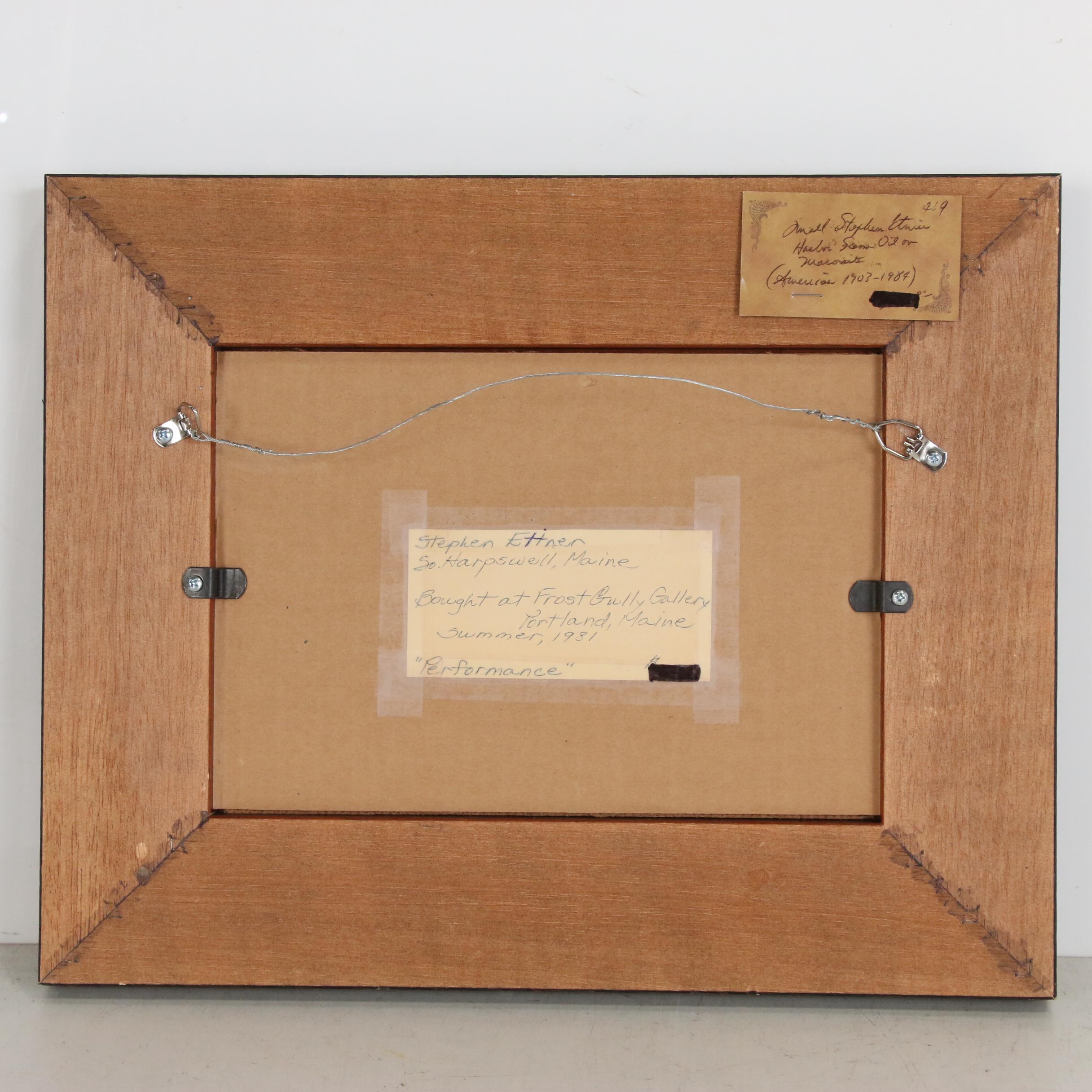 Stephen Etnier Oil Painting of Harbor Scene with Rower "Performance"