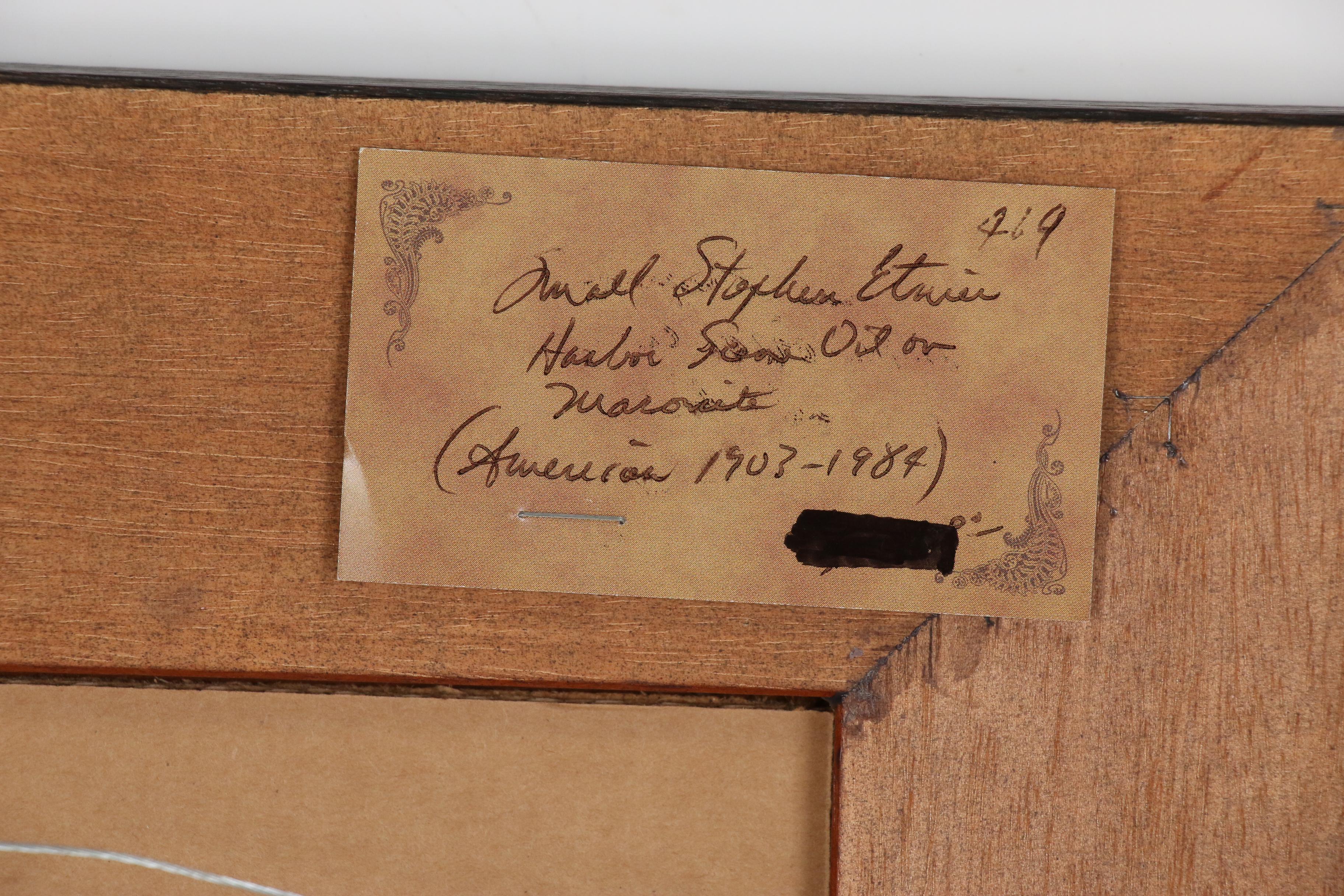 Stephen Etnier Oil Painting of Harbor Scene with Rower "Performance"