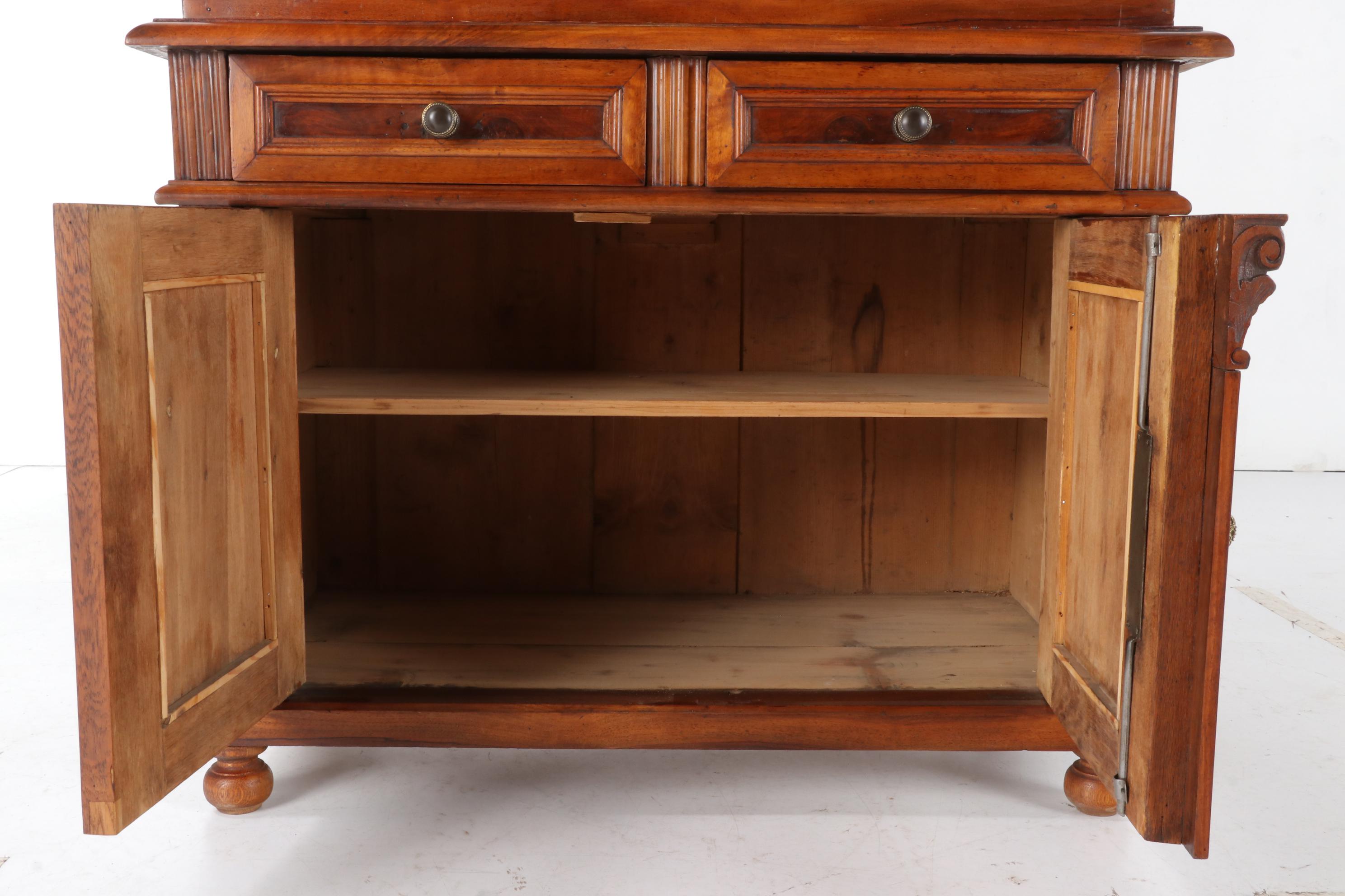 2-Piece Walnut Cabinet, Early 20th Century