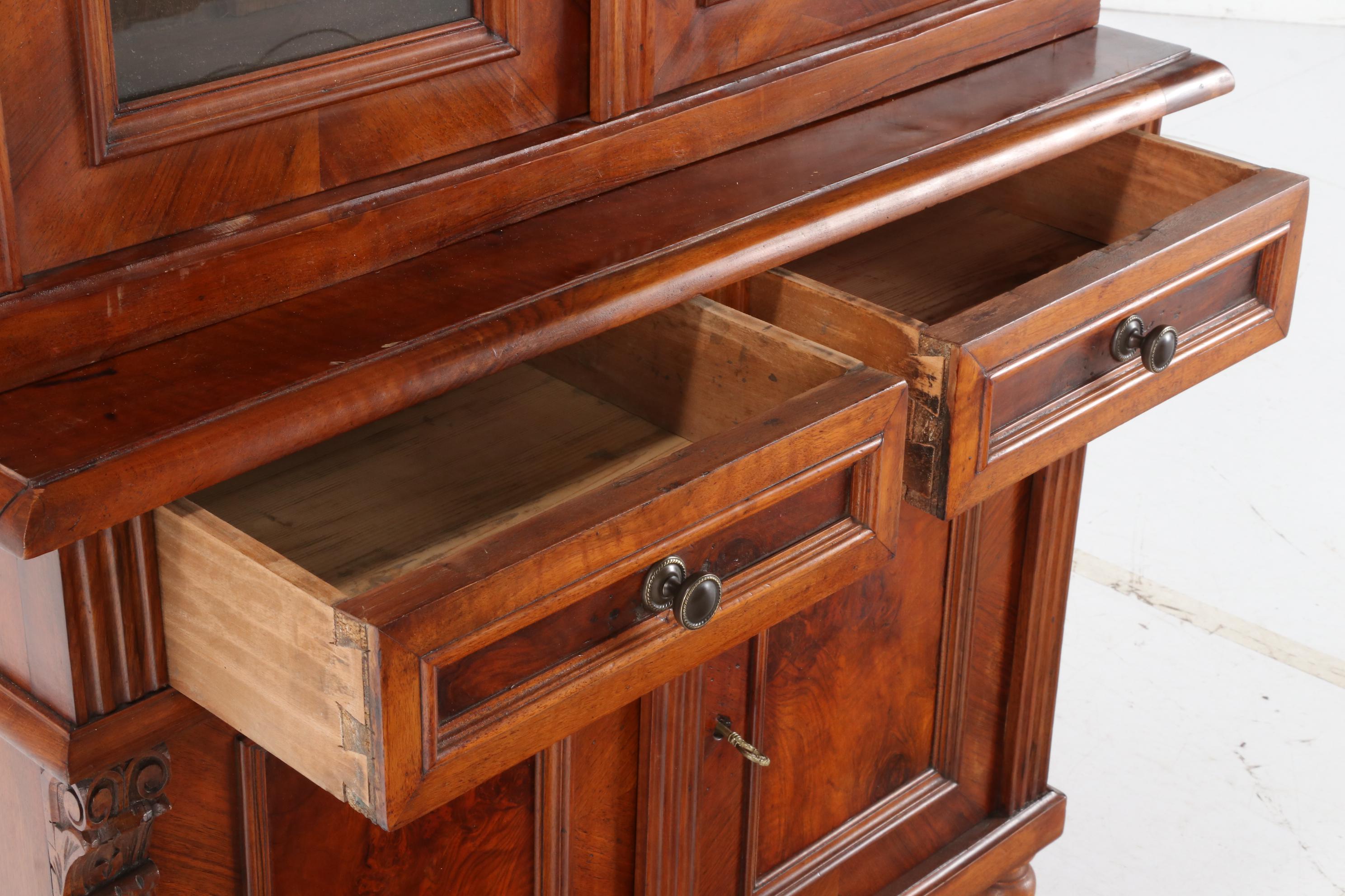 2-Piece Walnut Cabinet, Early 20th Century
