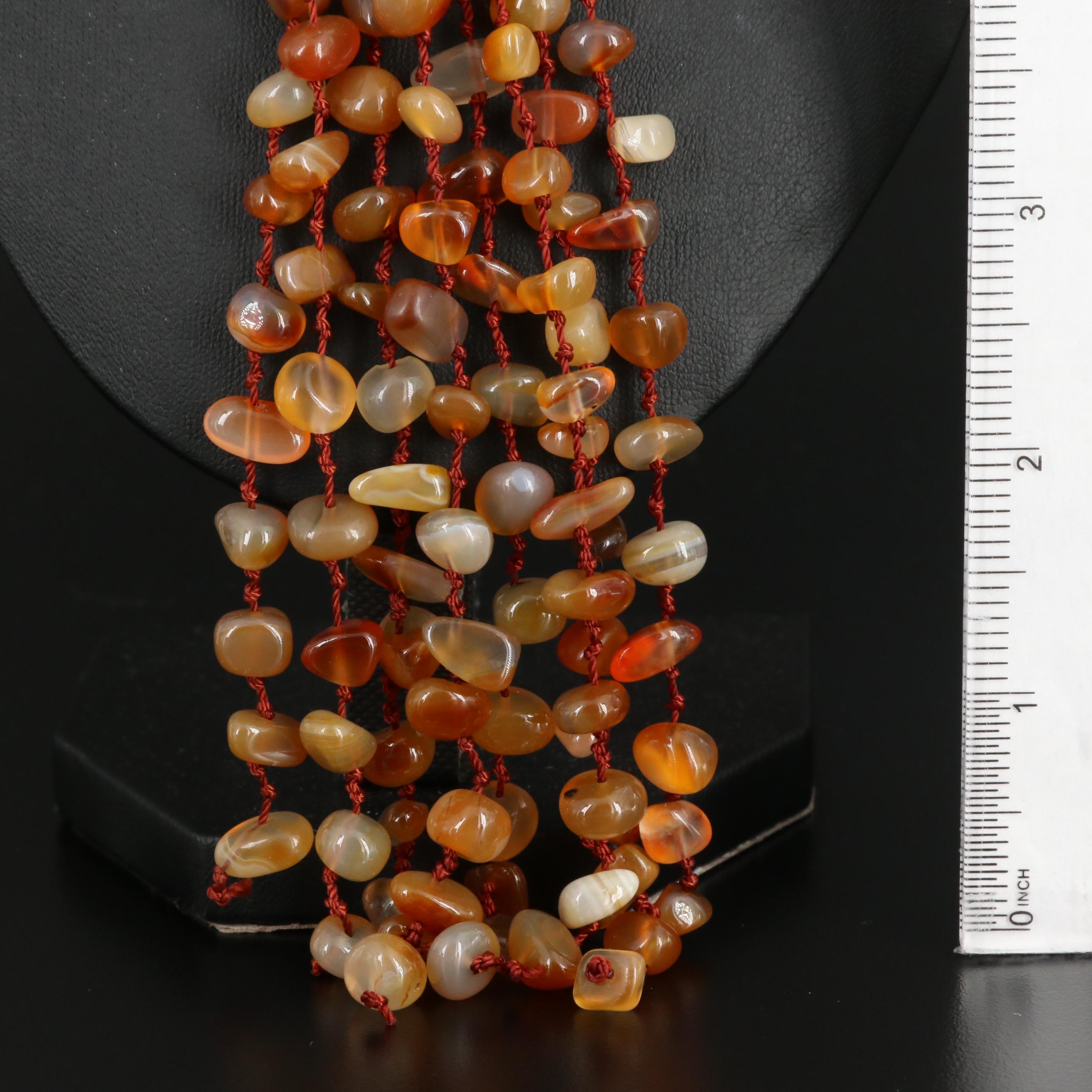 Beaded Agate Tassel Necklace