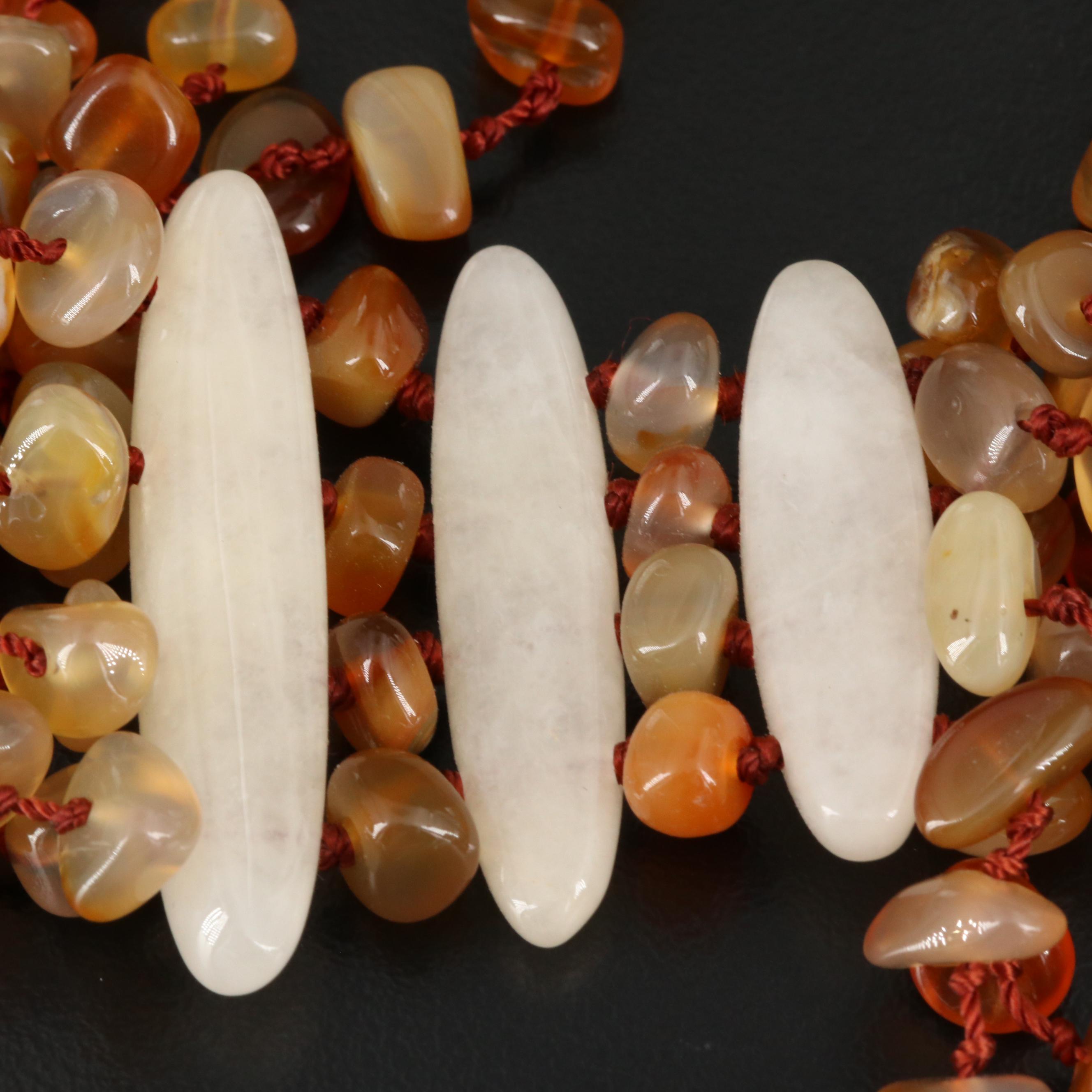 Beaded Agate Tassel Necklace